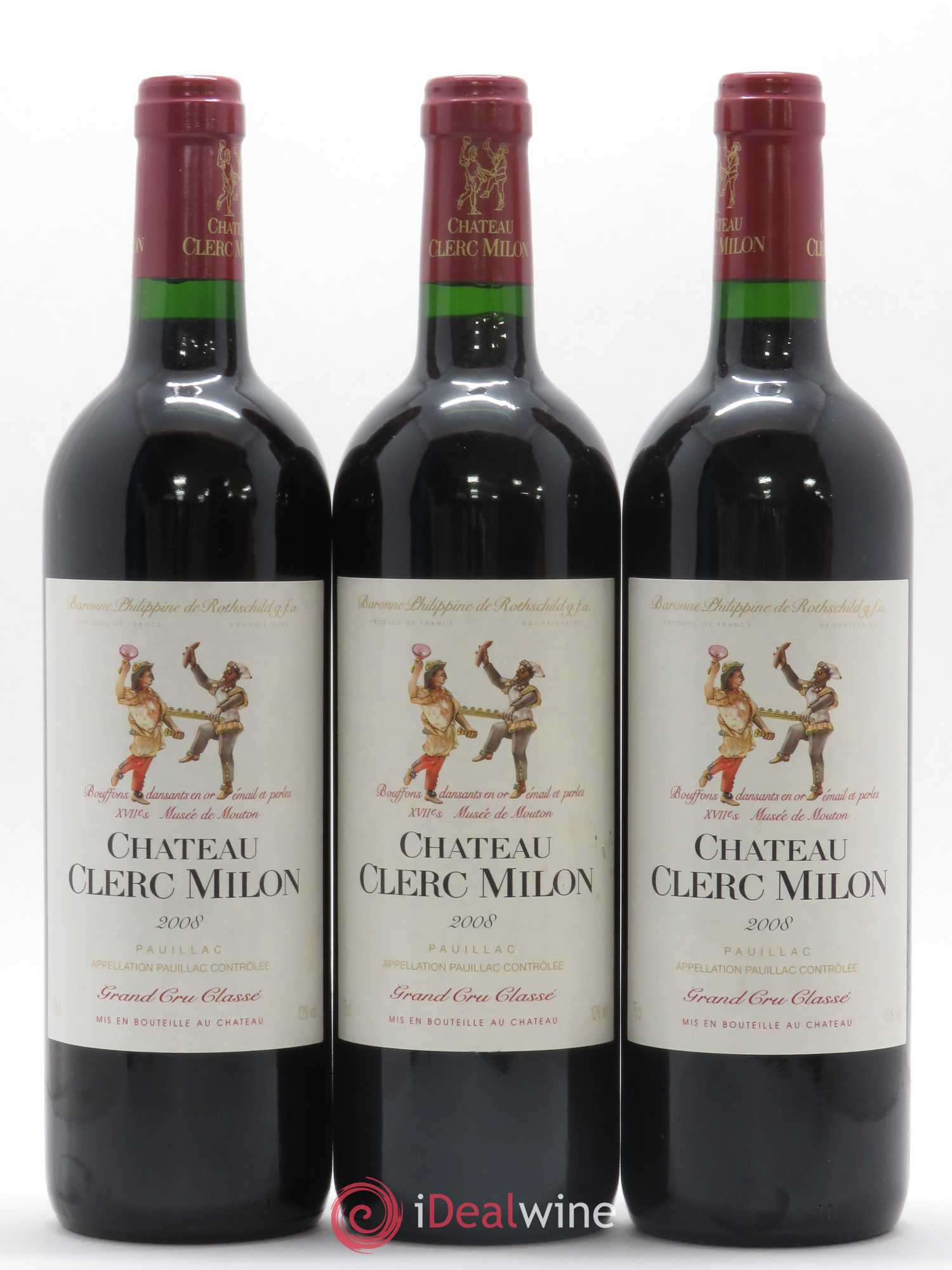 Château Clerc Milon 5ème Grand Cru Classé 2008 - Lot de 3 bouteilles - 0
