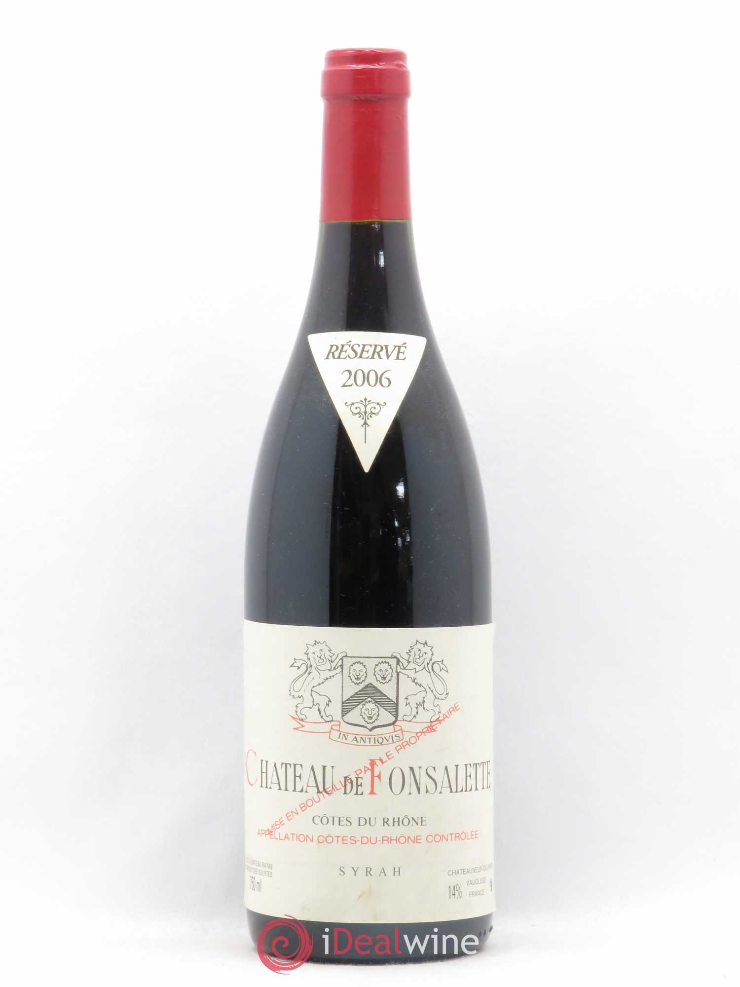 Côtes-du-Rhône Cuvée Syrah Château de Fonsalette 2006 - Lot de 1 bouteille - 0
