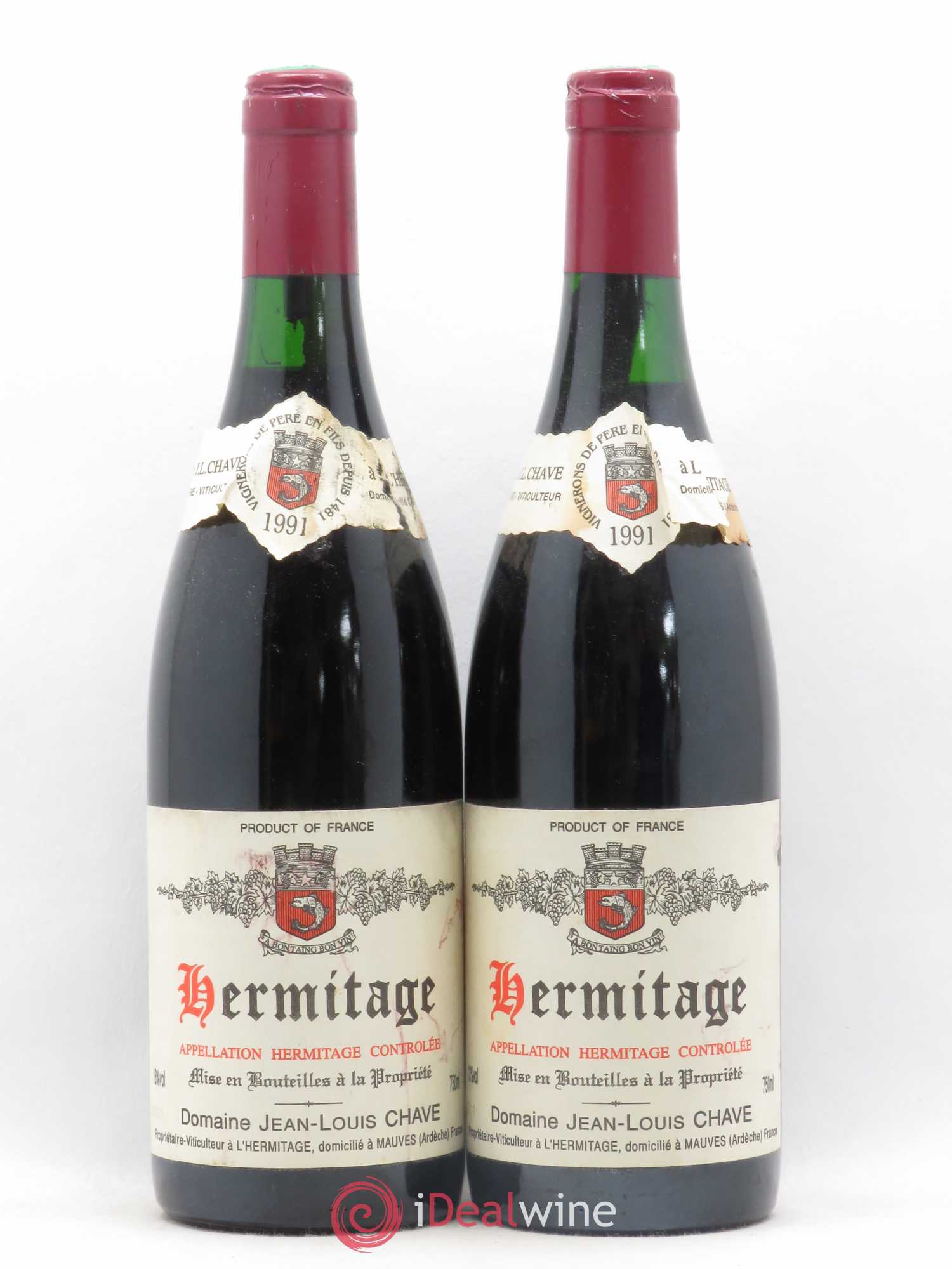 Hermitage Jean-Louis Chave 1991 - Lot de 2 bouteilles - 0