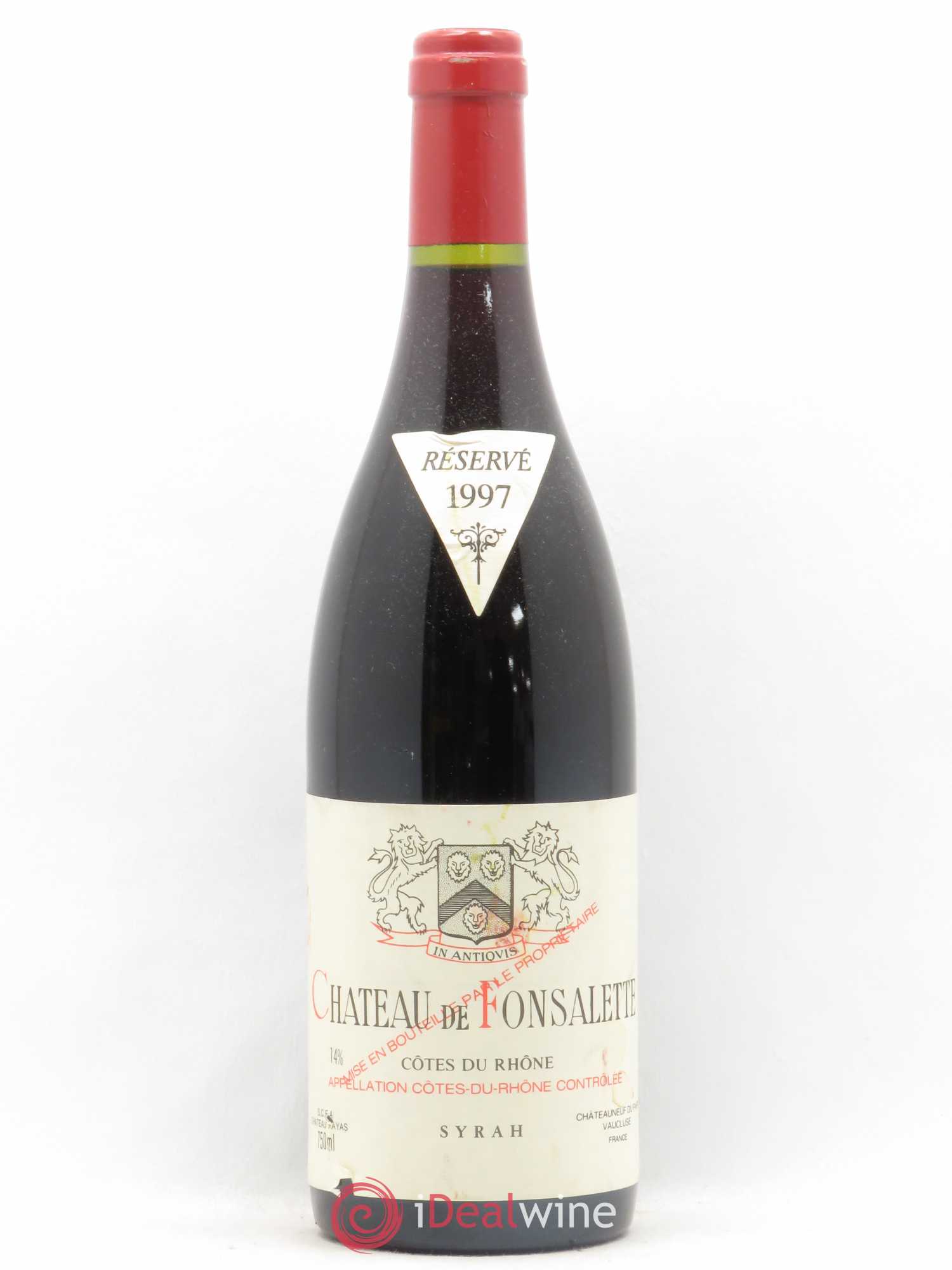Côtes-du-Rhône Cuvée Syrah Château de Fonsalette 1997 - Lot de 1 bouteille - 0