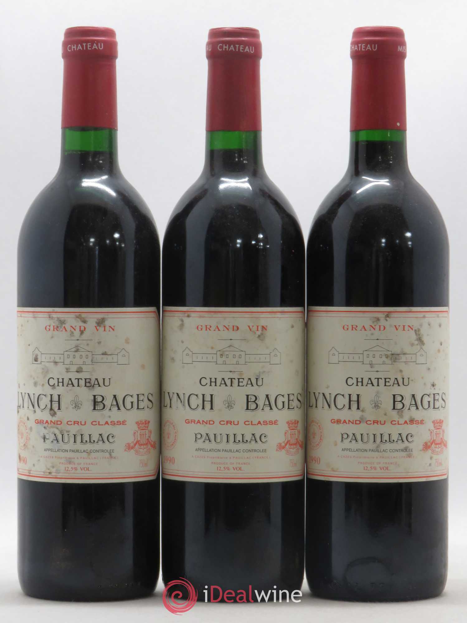 Château Lynch Bages 5ème Grand Cru Classé 1990 - Lot de 3 bouteilles - 0