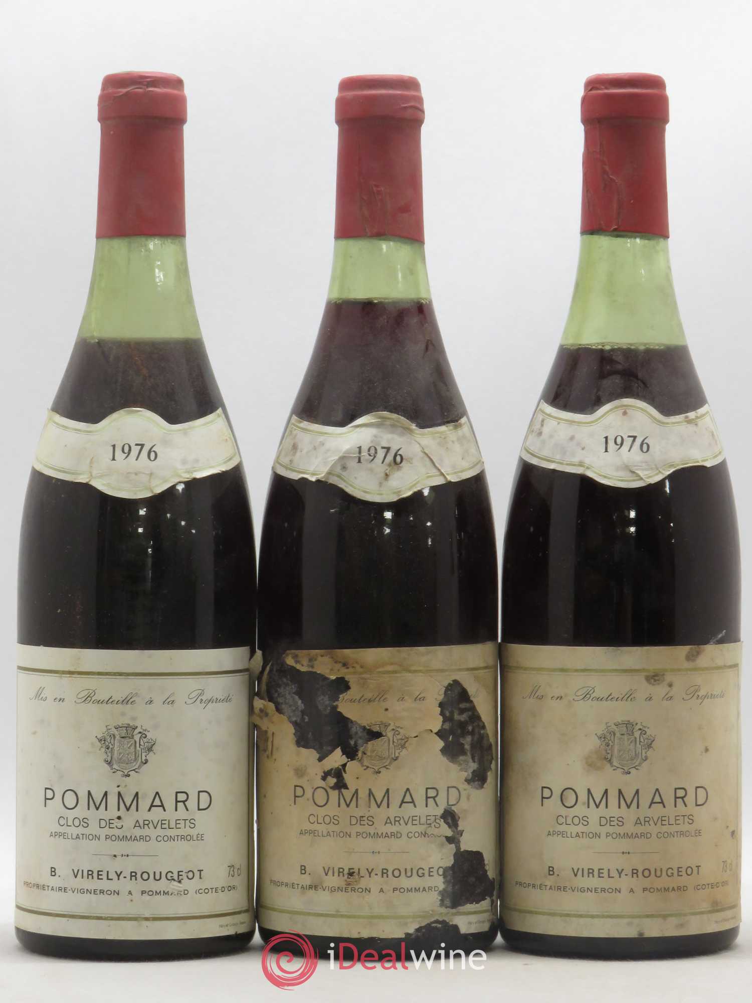 Pommard Clos des Arvelets Virely Rougeot 1976 - Lot de 3 bouteilles - 0