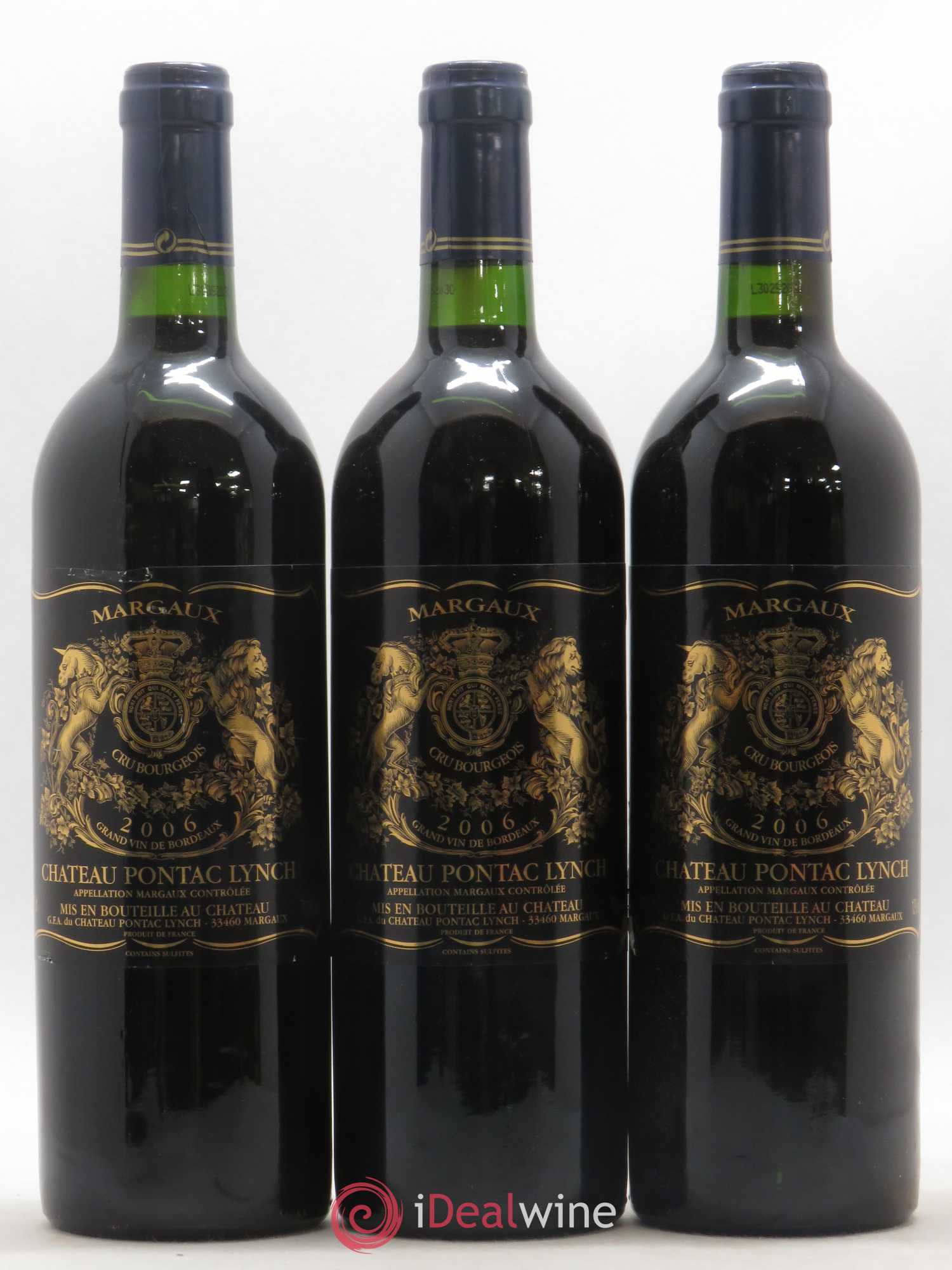 Château Pontac Lynch Cru Bourgeois 2006 - Lot de 3 bouteilles - 0