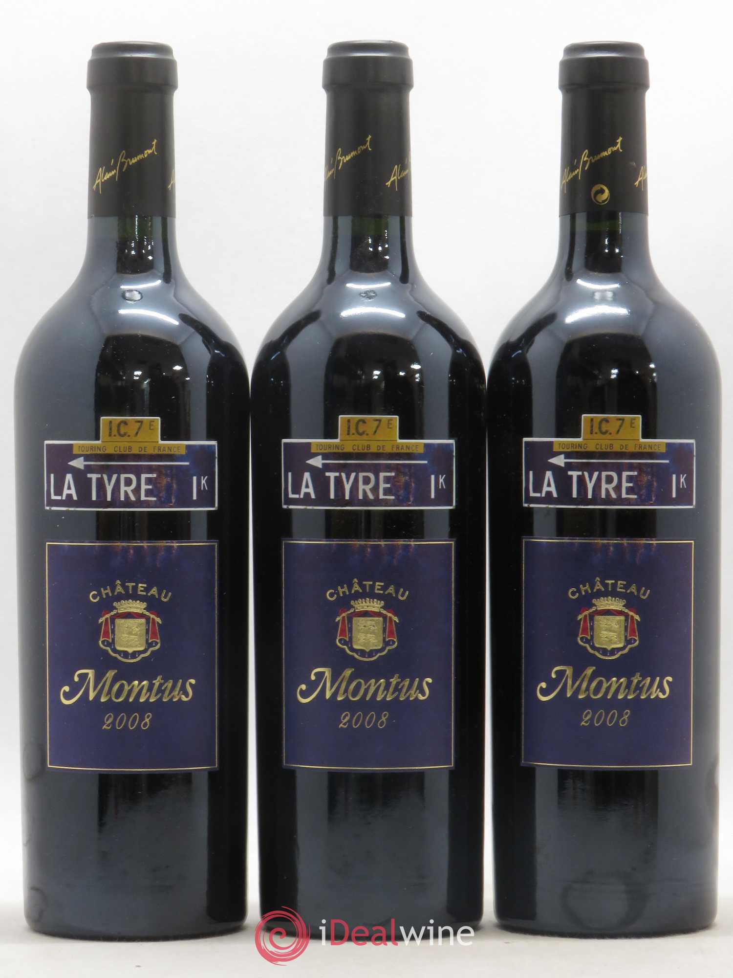 Madiran Château Montus-La Tyre Alain Brumont 2008 - Lot de 3 bouteilles - 0