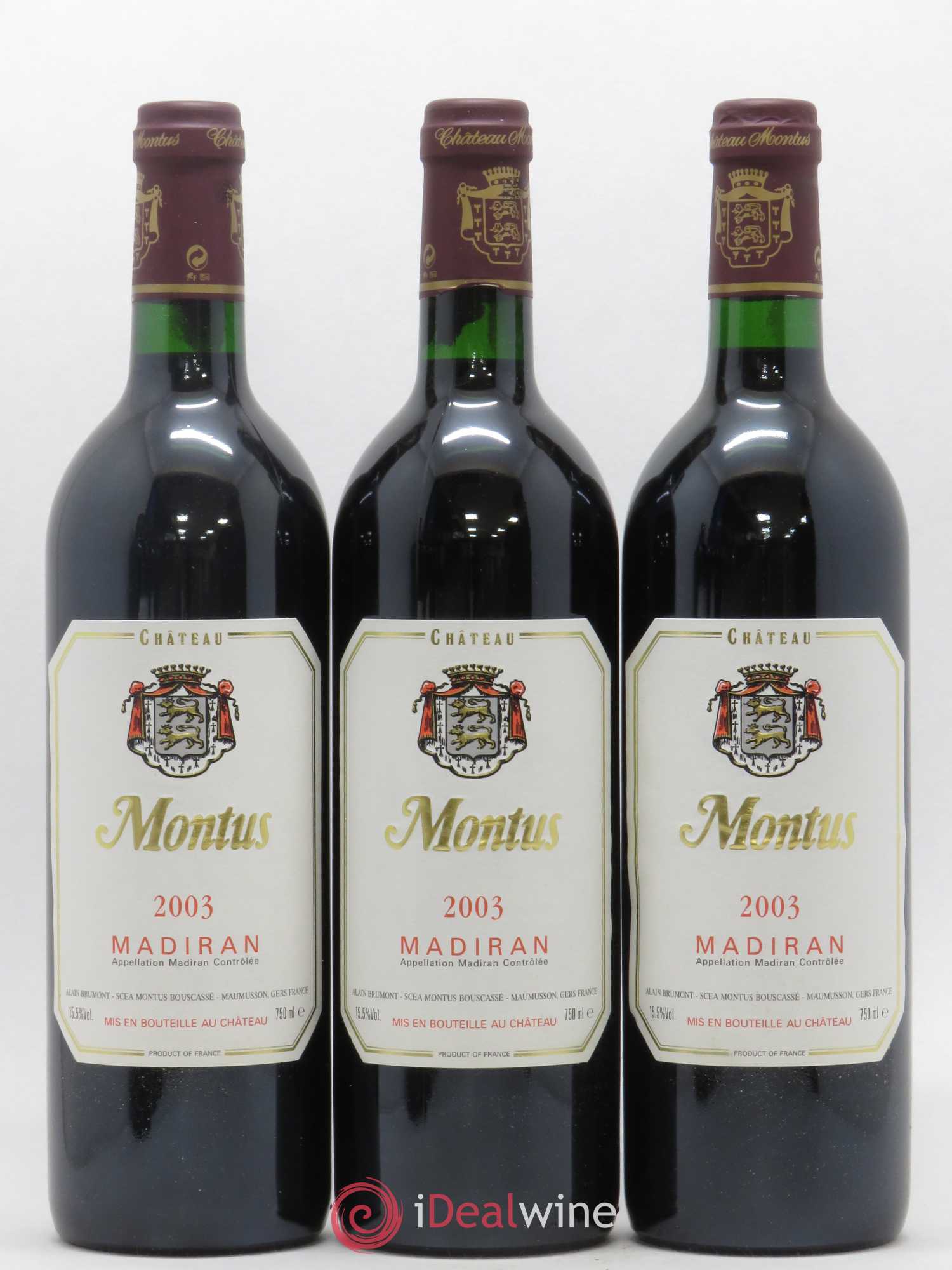 Madiran Château Montus Alain Brumont 2003 - Lot de 3 bouteilles - 0