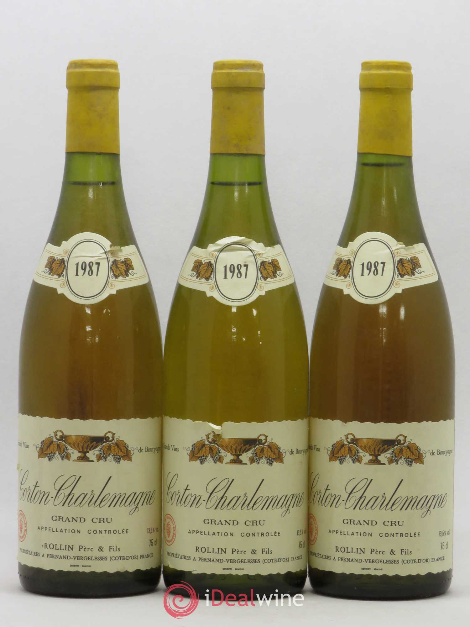 Corton-Charlemagne Grand Cru Rollin Père et Fils 1987 - Lotto di 3 bottiglie - 0