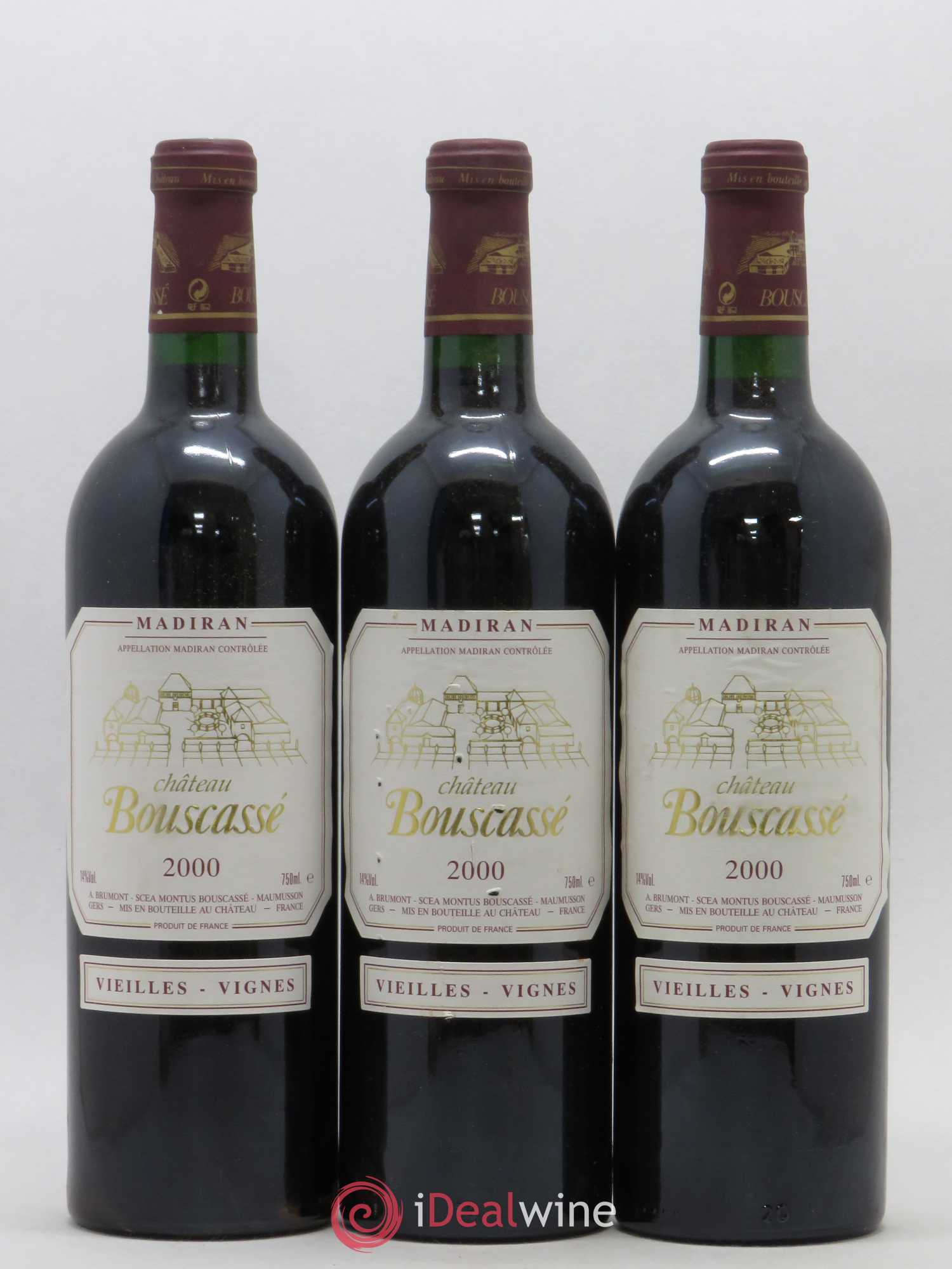 Madiran Vieilles Vignes Château Bouscassé - Alain Brumont 2000 - Lot de 3 bouteilles - 0