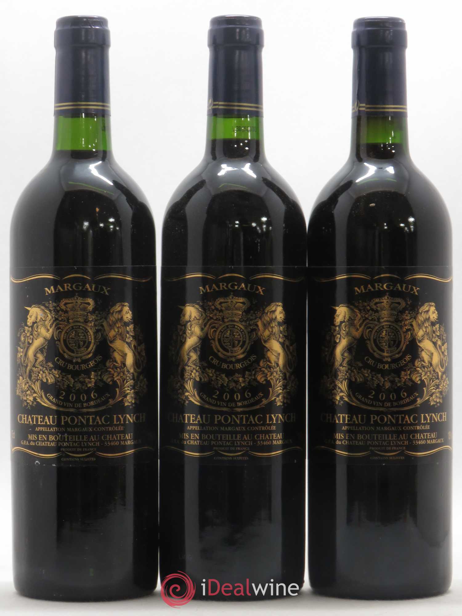 Château Pontac Lynch Cru Bourgeois 2006 - Lot de 3 bouteilles - 0