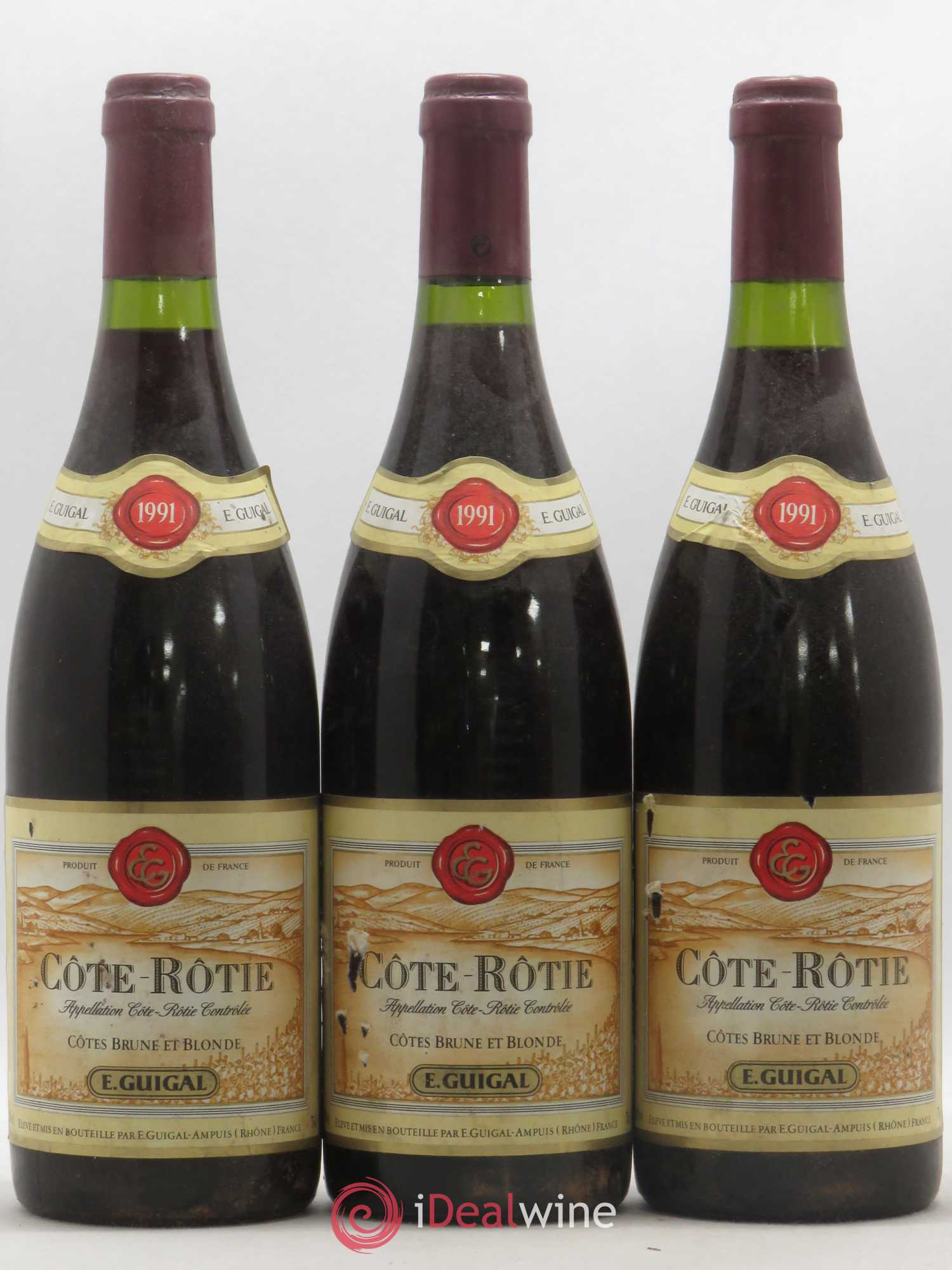 Côte-Rôtie Côtes Brune et Blonde Guigal 1991 - Lot de 3 bouteilles - 0