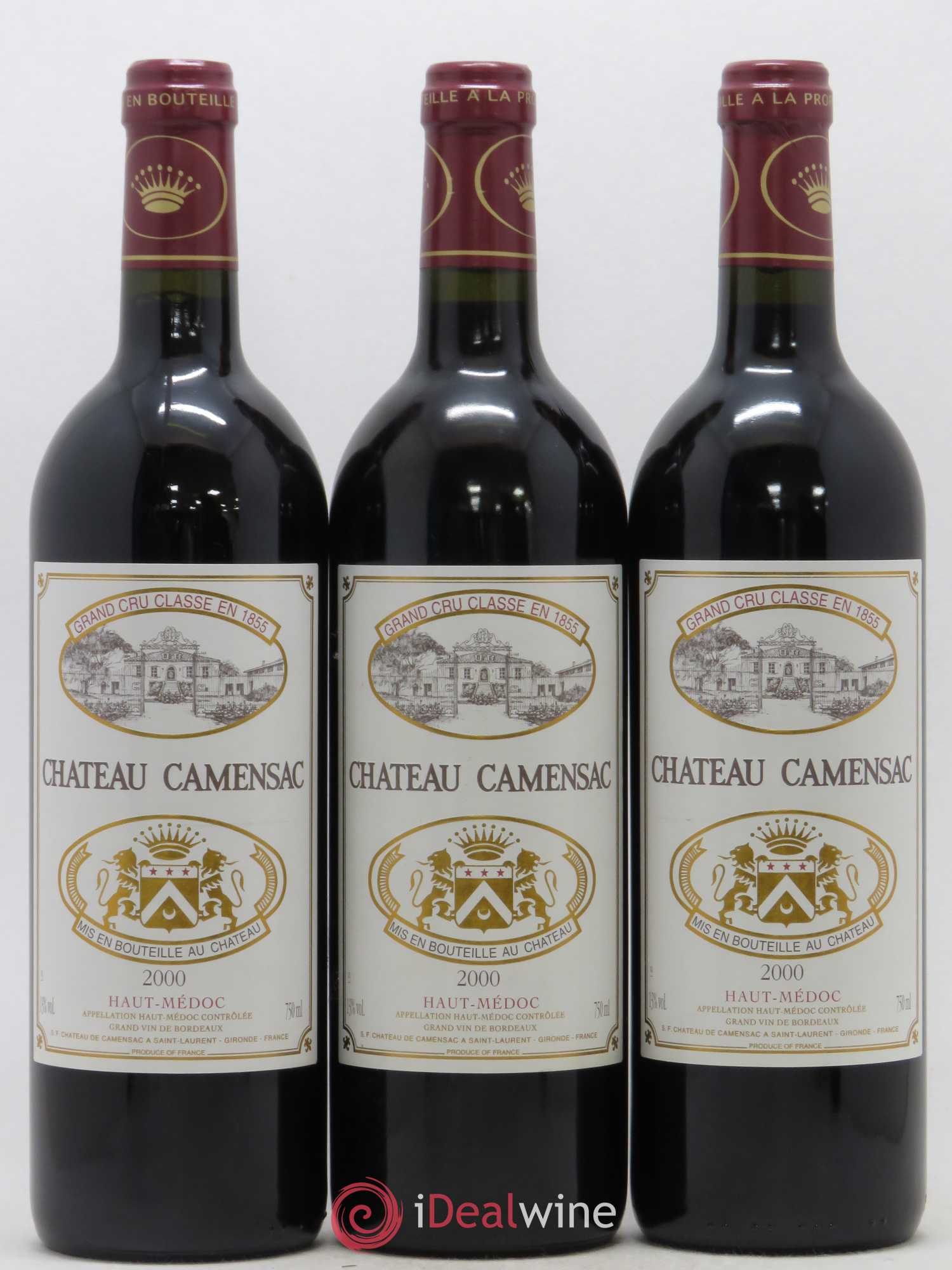 Château Camensac 5ème Grand Cru Classé 2000 - Lot de 3 bouteilles - 0