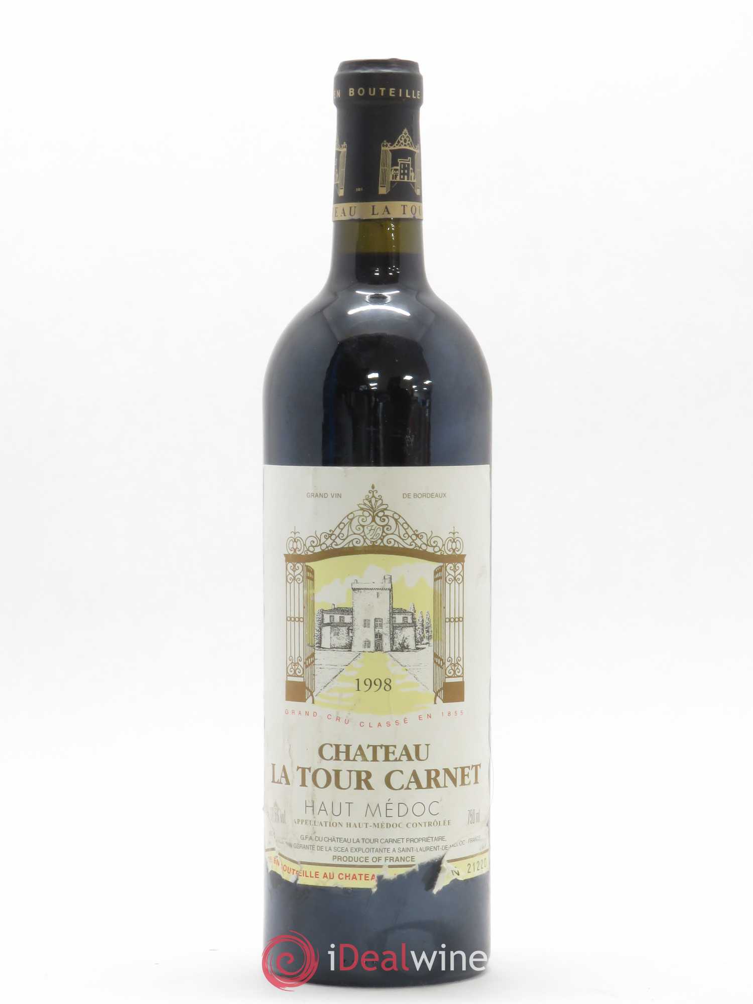 Château la Tour Carnet 4ème Grand Cru Classé 1998 - Lot de 1 bouteille - 0