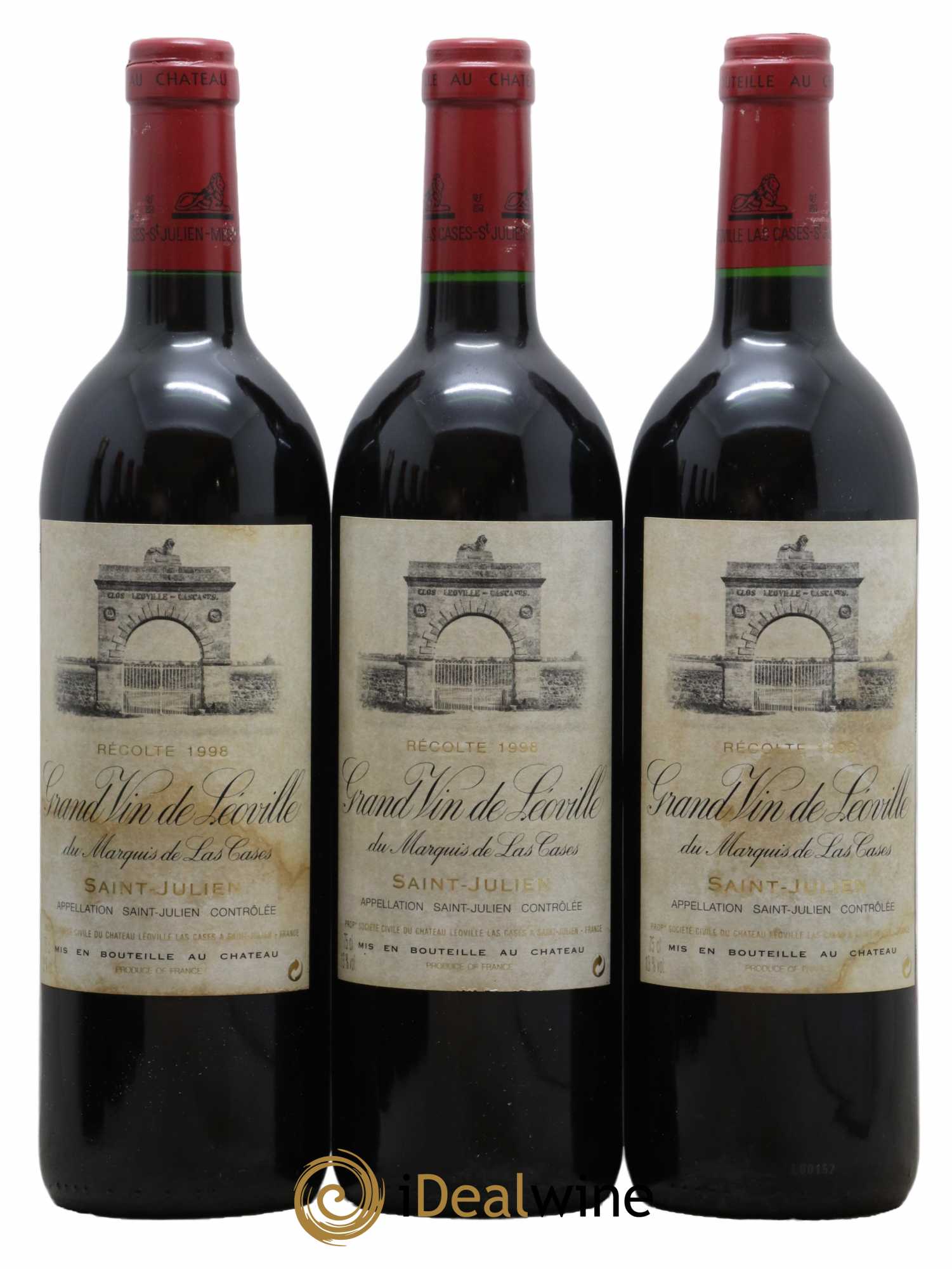 Château Léoville Las Cases 2ème Grand Cru Classé 1998 - Lot de 3 bouteilles - 0