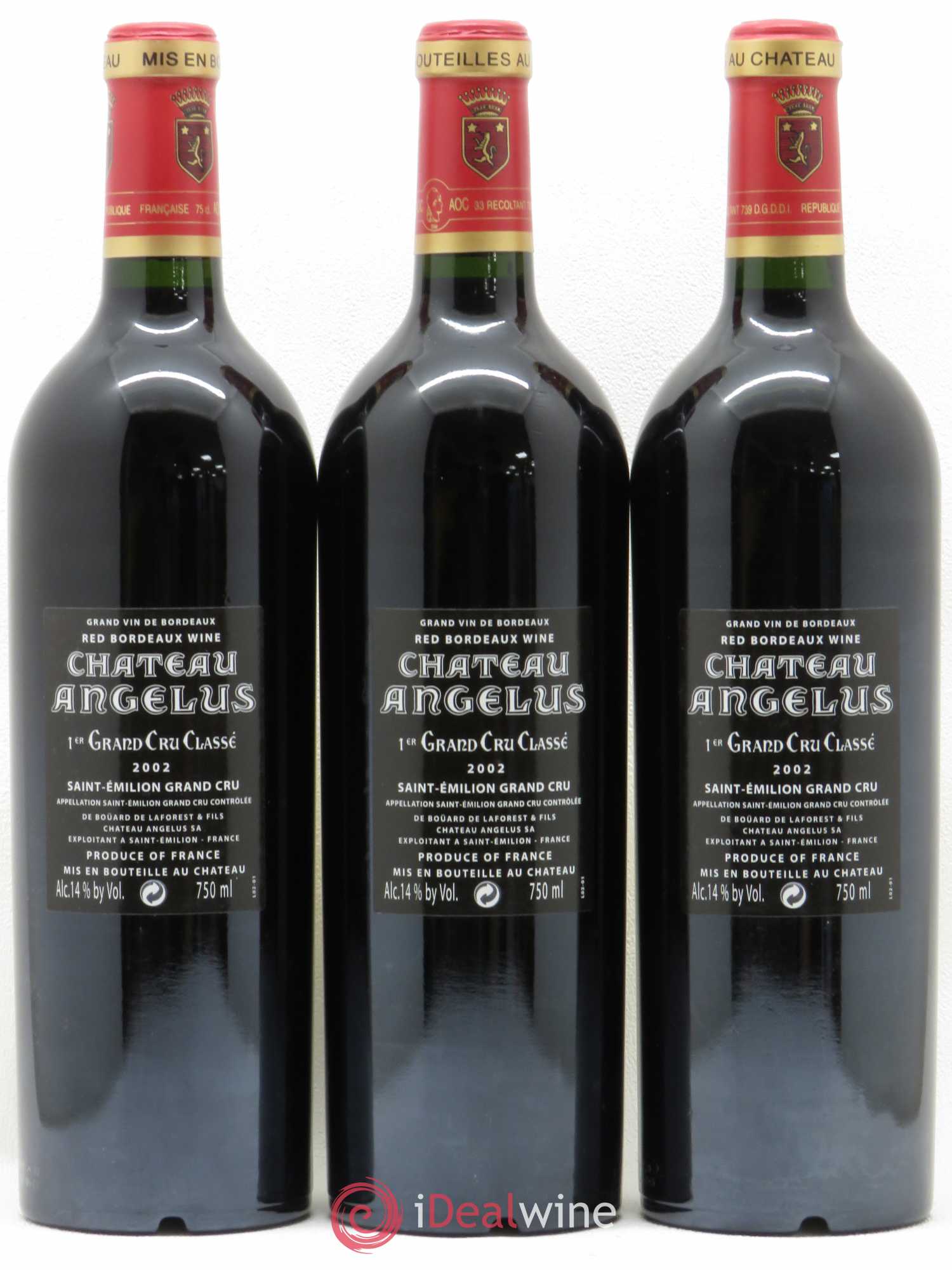 Château Angélus 1er Grand Cru Classé A 2002 - Lot de 3 bouteilles - 1