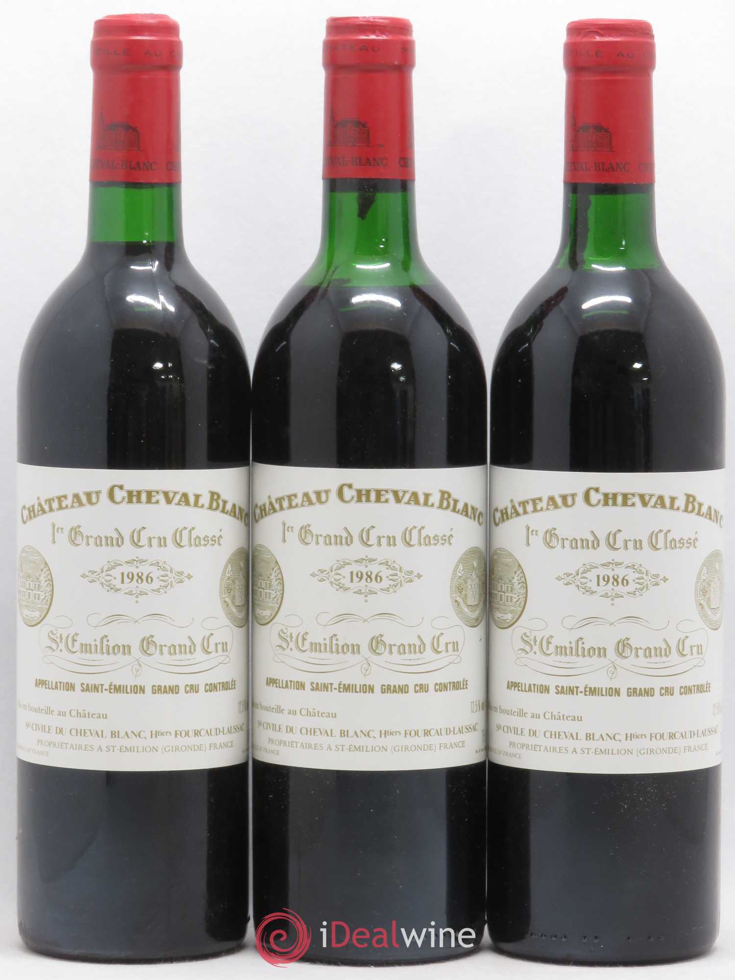 Château Cheval Blanc 1er Grand Cru Classé A 1986 - Lot de 3 bouteilles - 0