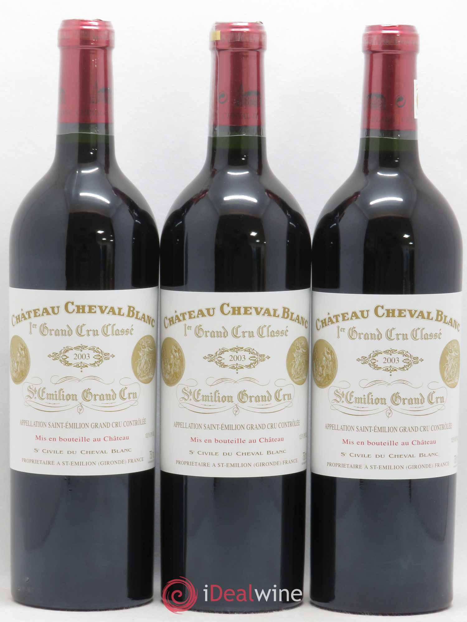 Château Cheval Blanc 1er Grand Cru Classé A 2003 - Lot de 3 bouteilles - 0