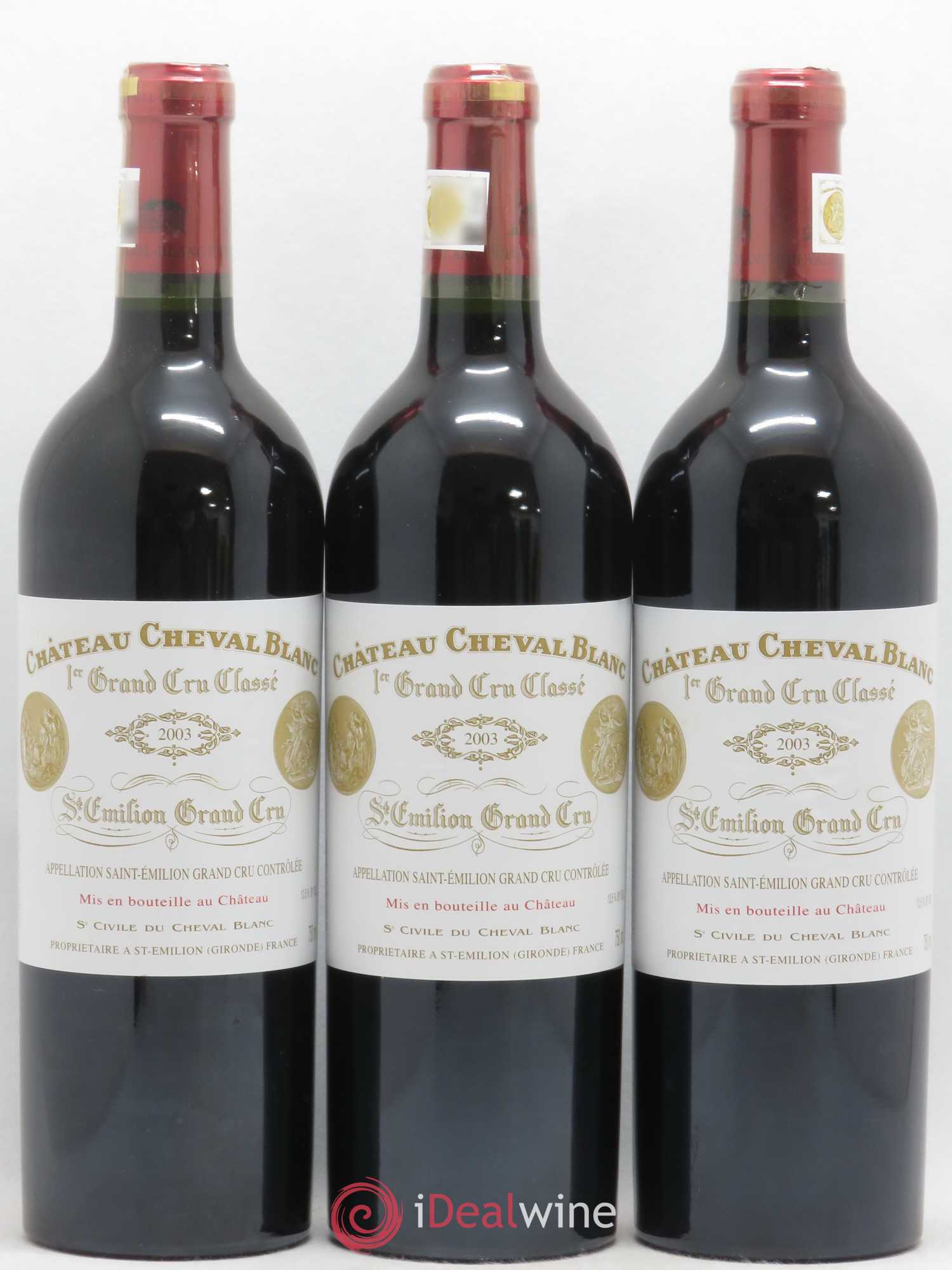 Château Cheval Blanc 1er Grand Cru Classé A 2003 - Lot de 3 bouteilles - 0