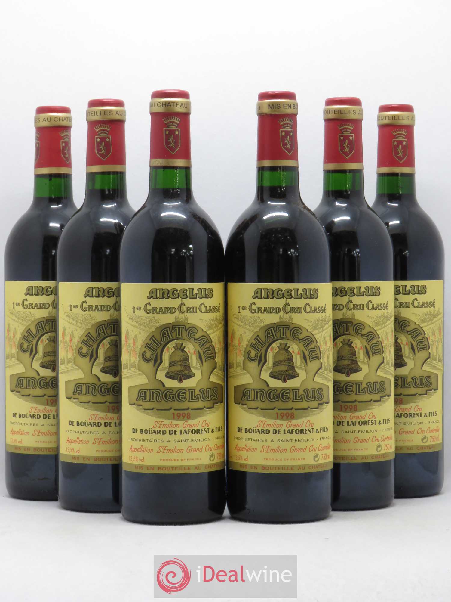 Château Angélus 1er Grand Cru Classé A 1998 - Lot de 6 bouteilles - 0