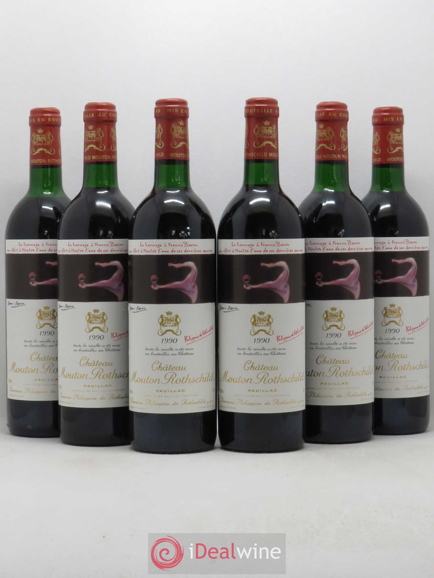 Château Mouton Rothschild 1er Grand Cru Classé 1990 - Lot de 6 bouteilles - 0