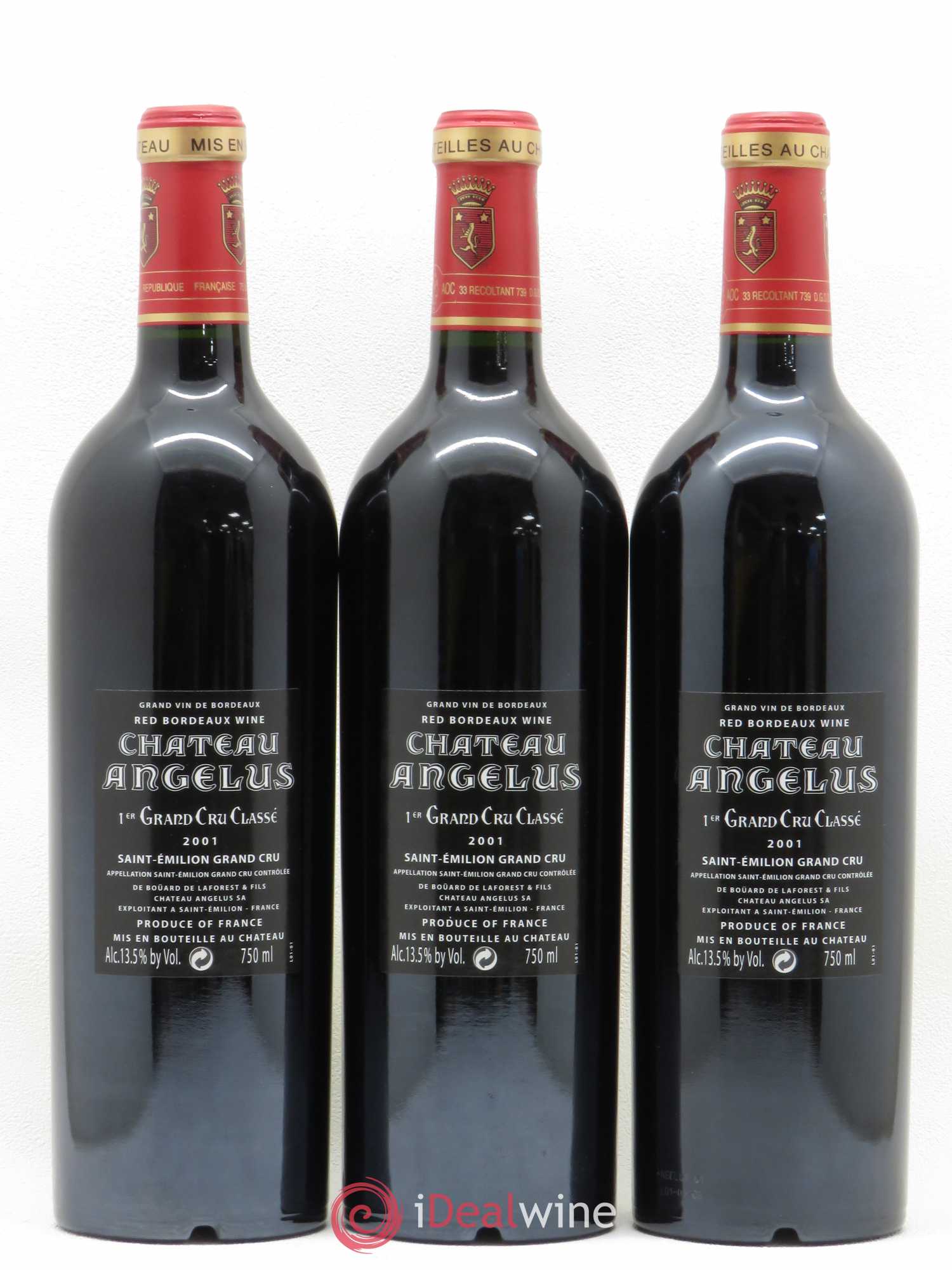 Château Angélus 1er Grand Cru Classé A 2001 - Lot de 3 bouteilles - 1