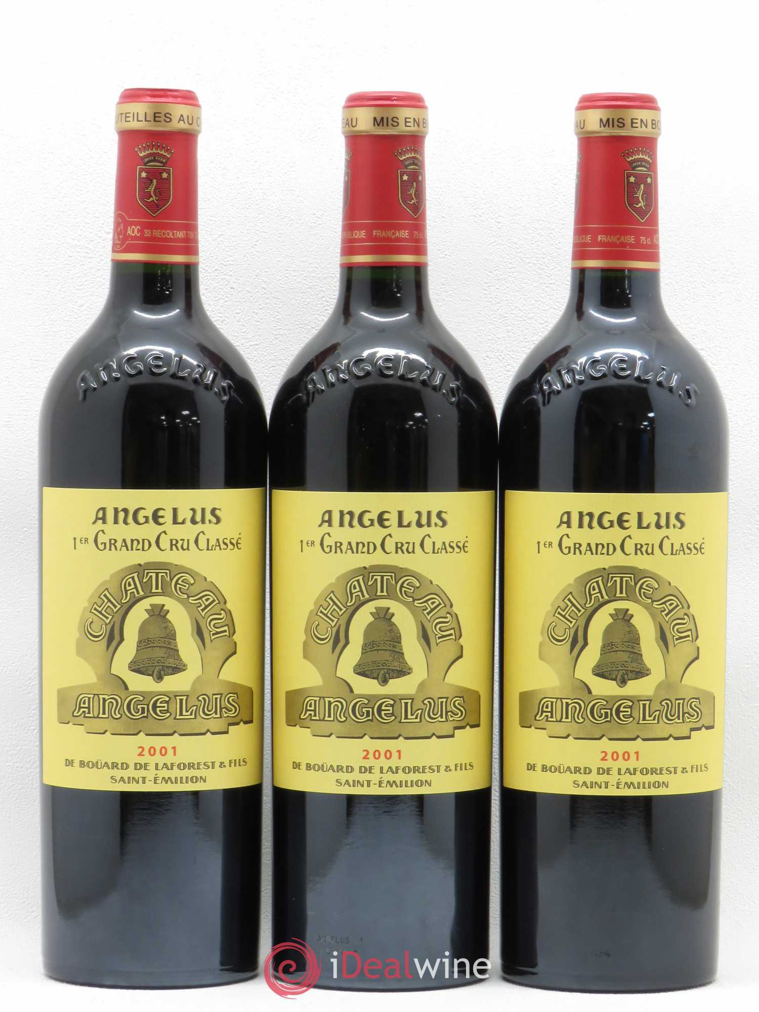 Château Angélus 1er Grand Cru Classé A 2001 - Lot de 3 bouteilles - 0