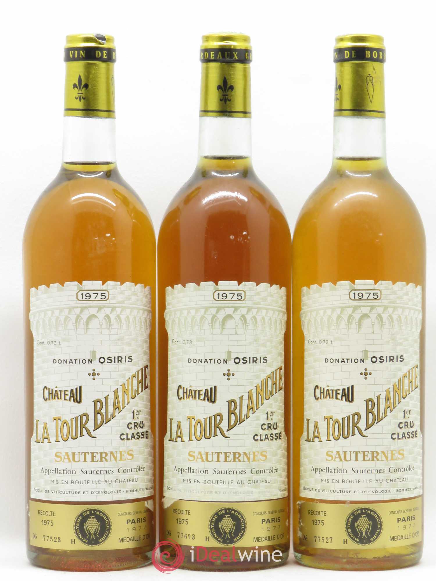 Château la Tour Blanche 1er Grand Cru Classé 1975 - Lotto di 3 bottiglie - 0