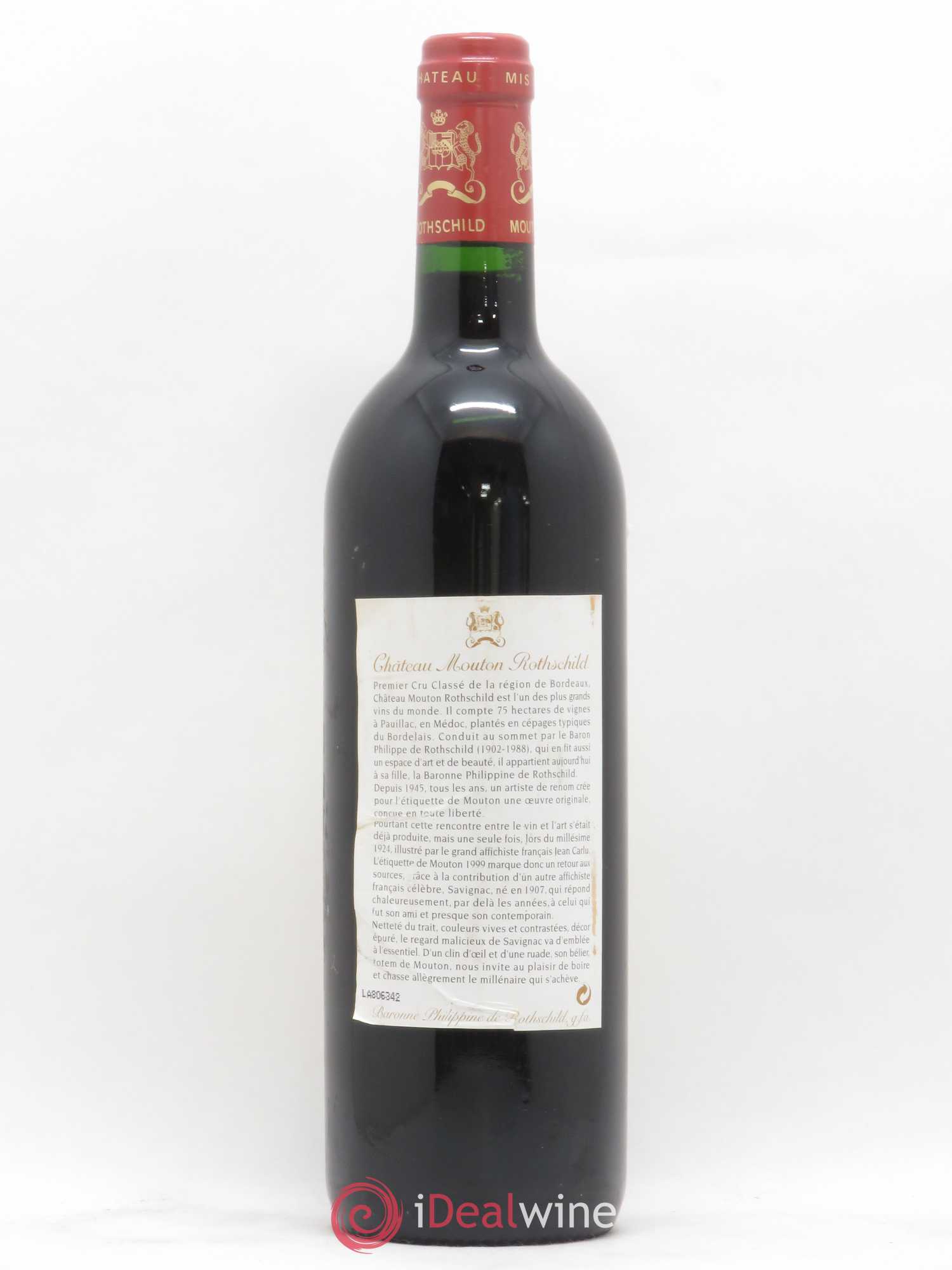 Château Mouton Rothschild 1er Grand Cru Classé 1999 - Lot de 1 bouteille - 1