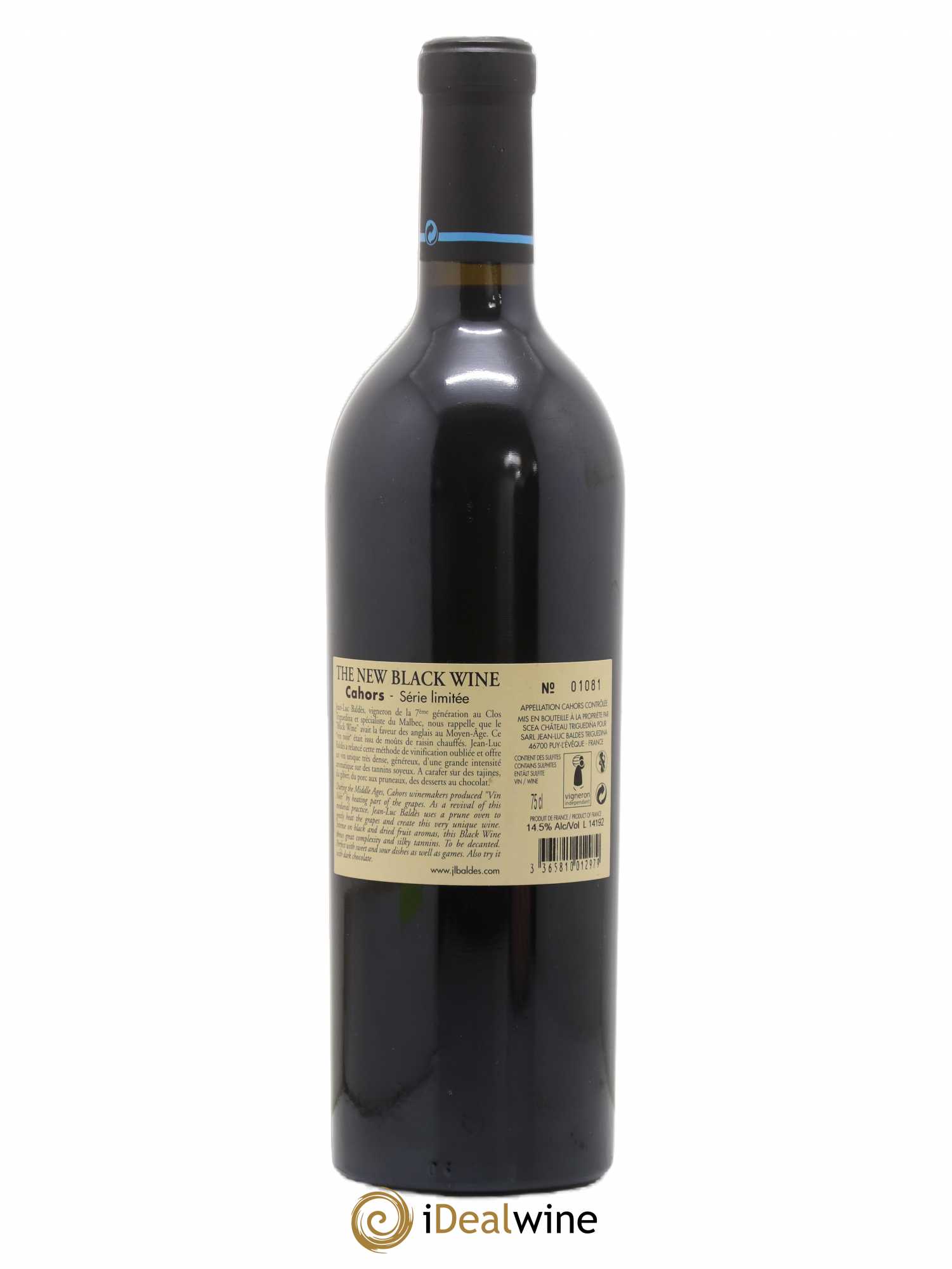 Cahors Clos Triguedina New Black Wine Jean-Luc Baldès 2012 - Lot de 1 bouteille - 1