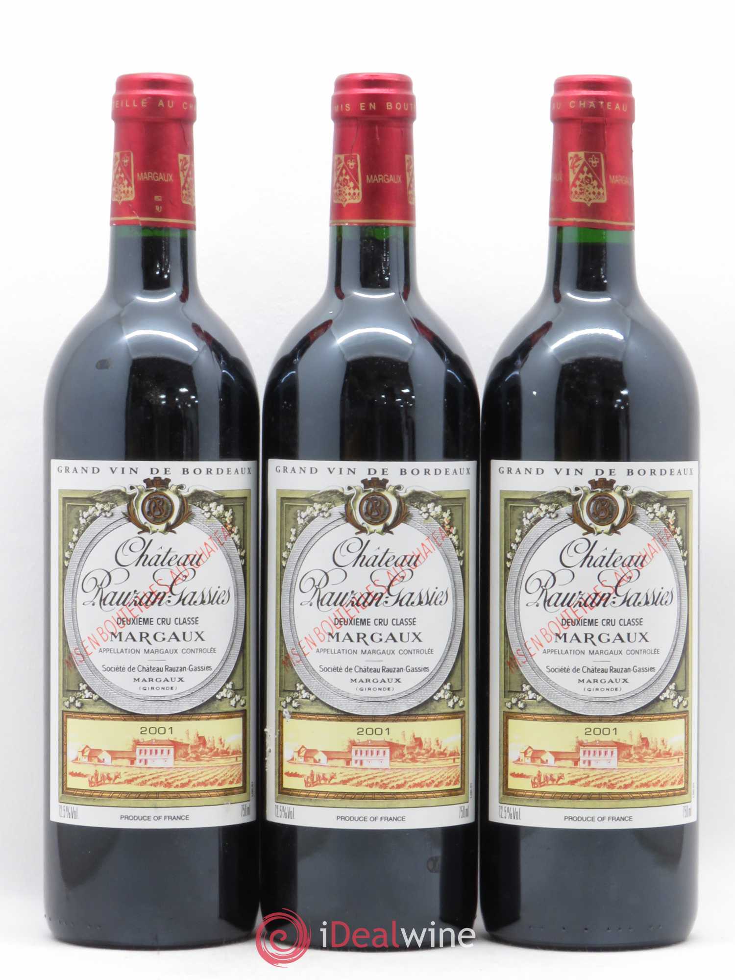 Château Rauzan-Gassies 2ème Grand Cru Classé 2001 - Lot de 3 bouteilles - 0