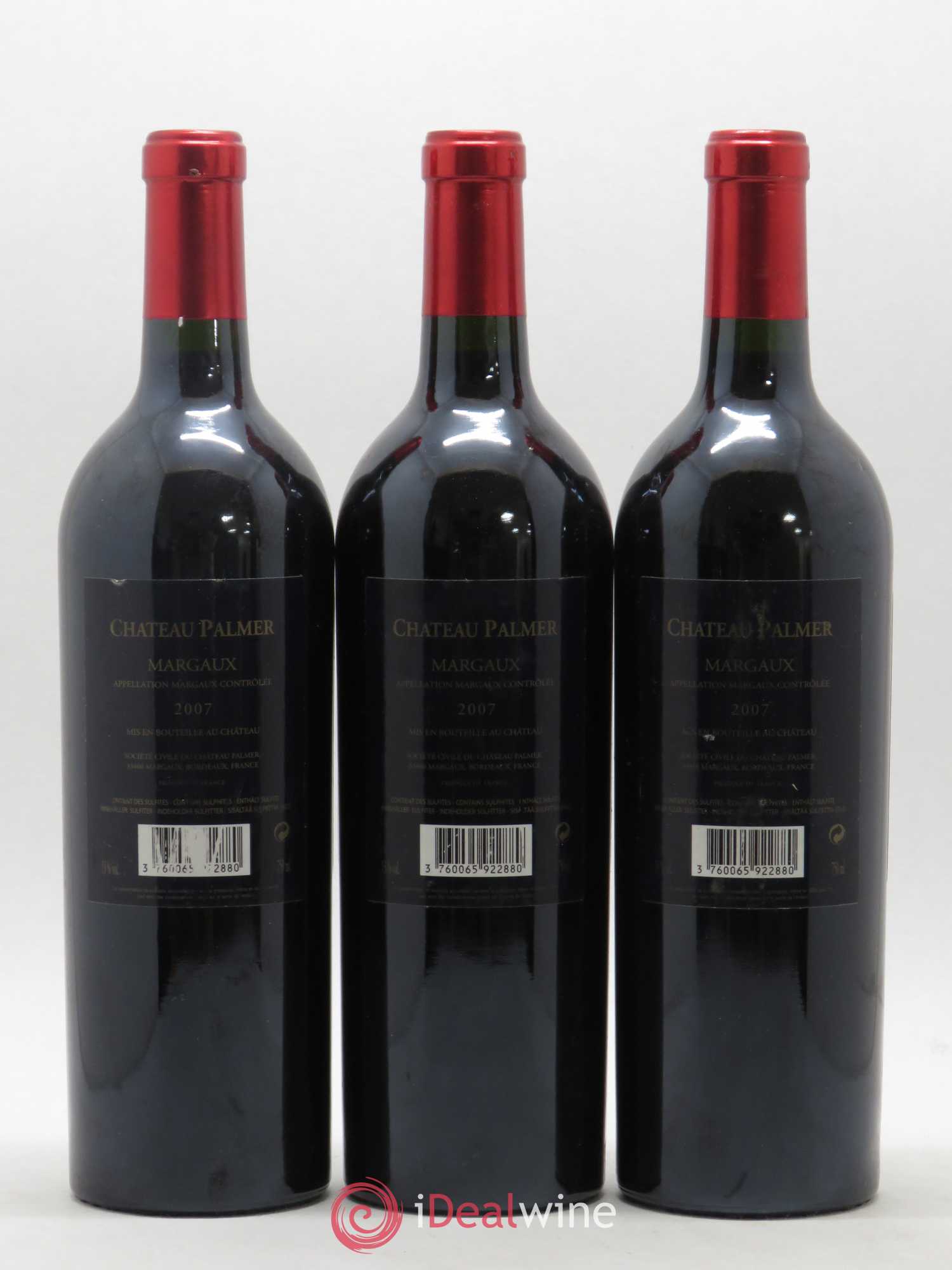 Château Palmer 3ème Grand Cru Classé 2007 - Lot de 3 bouteilles - 1