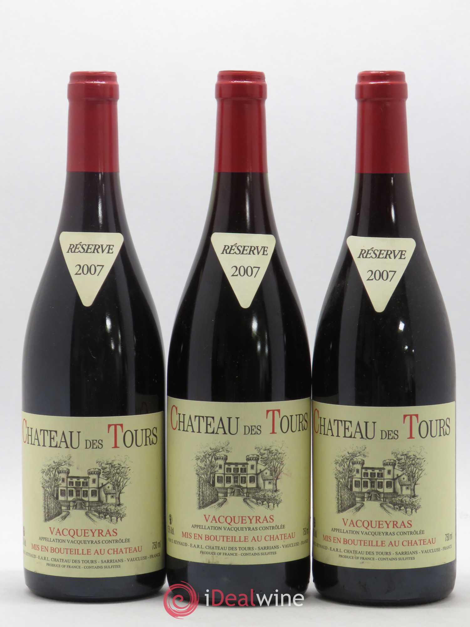 Vacqueyras Château des Tours Emmanuel Reynaud 2007 - Lot de 3 bouteilles - 0