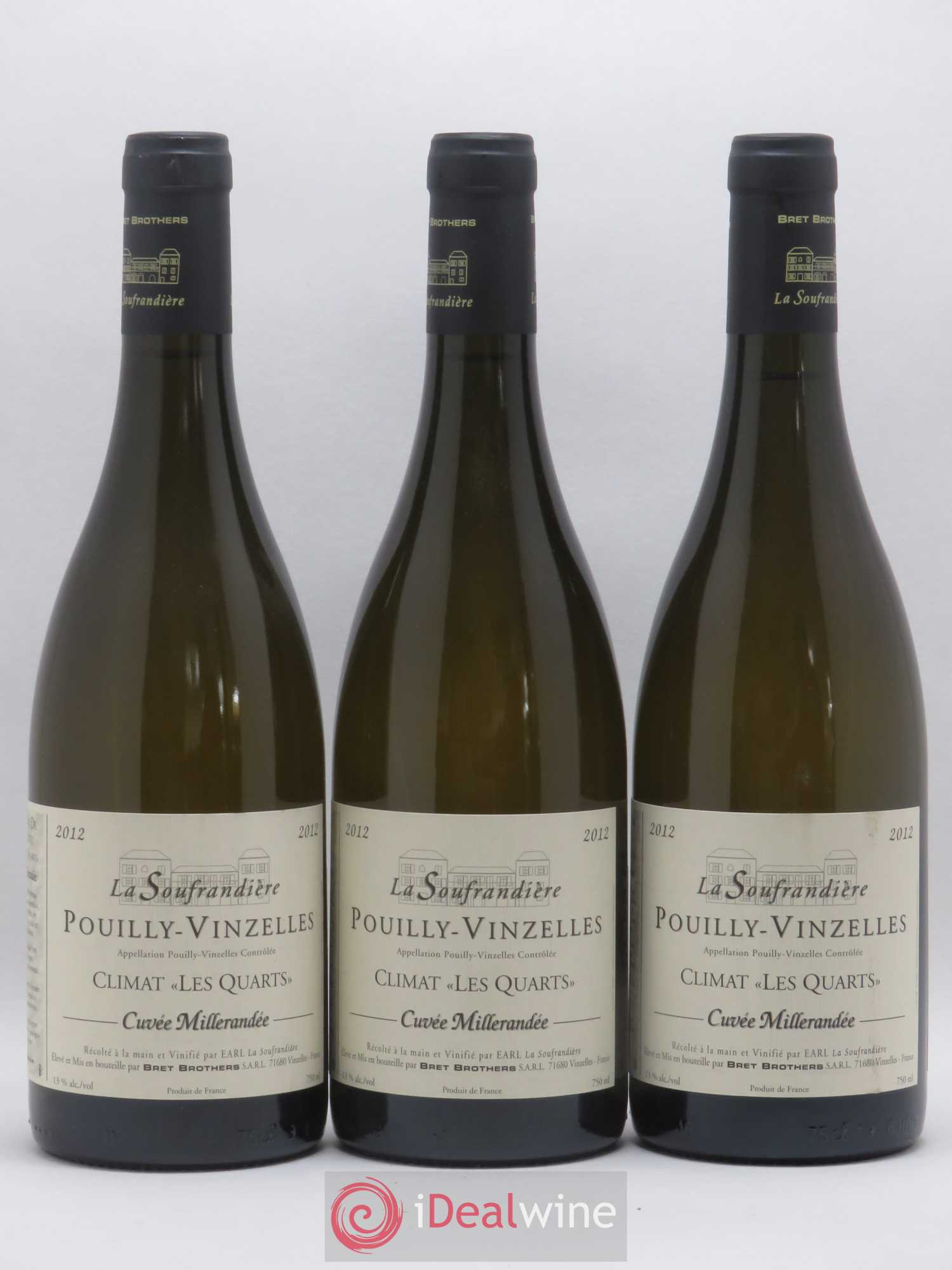 Pouilly-Vinzelles Les Quarts La Soufrandière - Bret Brothers Cuvée Millerandée 2012 - Lot de 3 bouteilles - 0