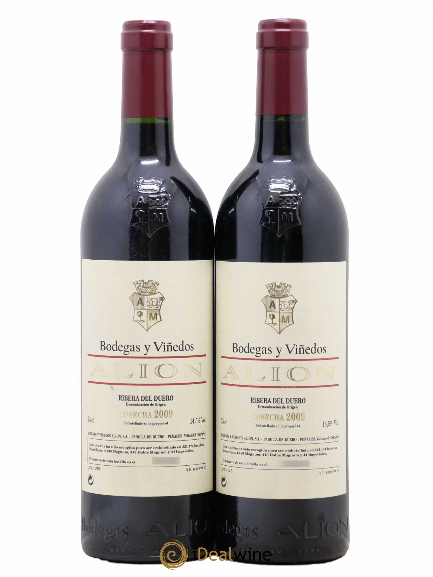 Ribera Del Duero DO Vega Sicilia Alion Famille Alvarez Cosecha Bodegas y Vinedos Alion Ribeira 2009 - Lot de 2 bouteilles - 0