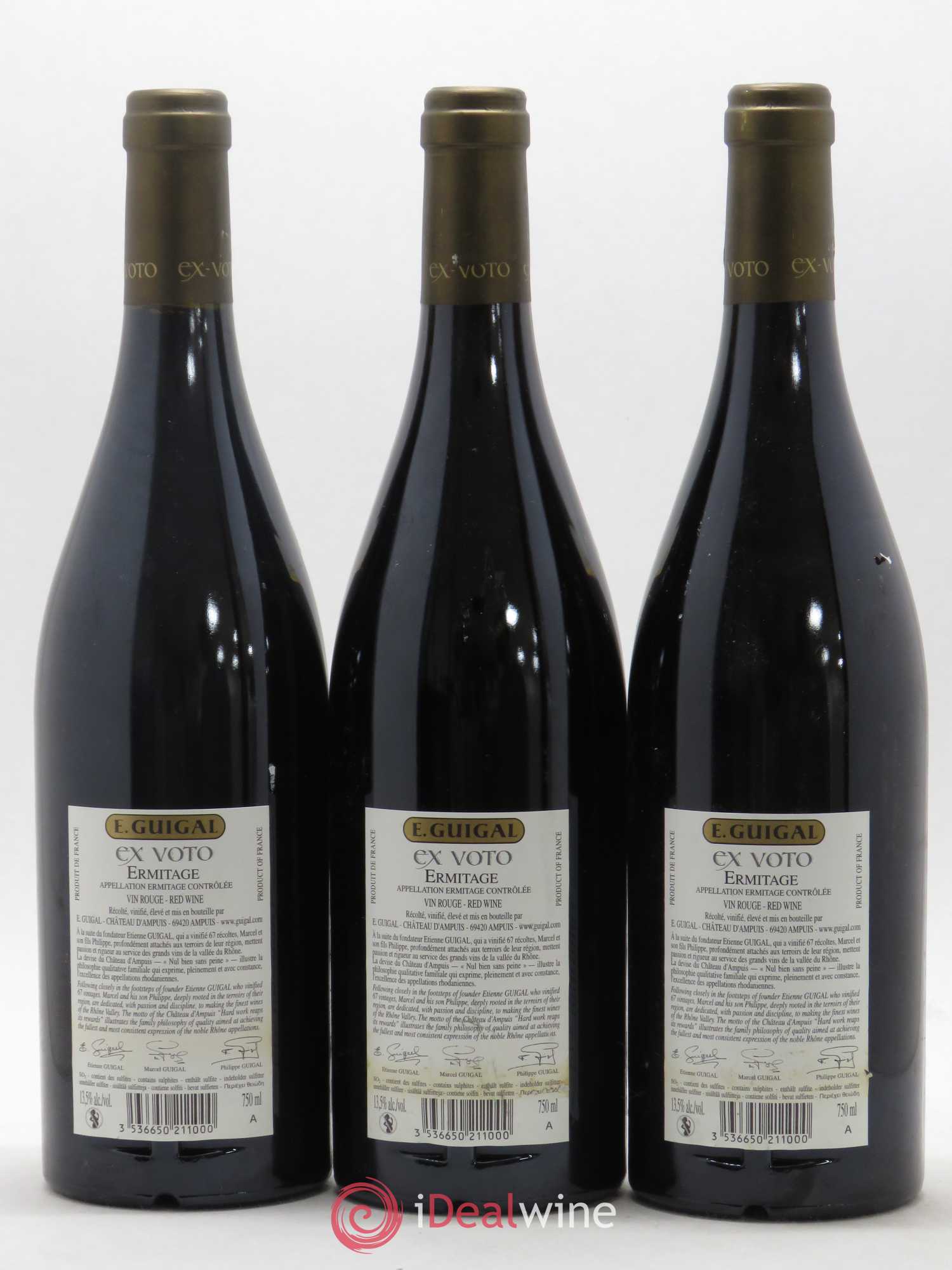 Ermitage Ex Voto Guigal 2010 - Lot de 3 bouteilles - 1