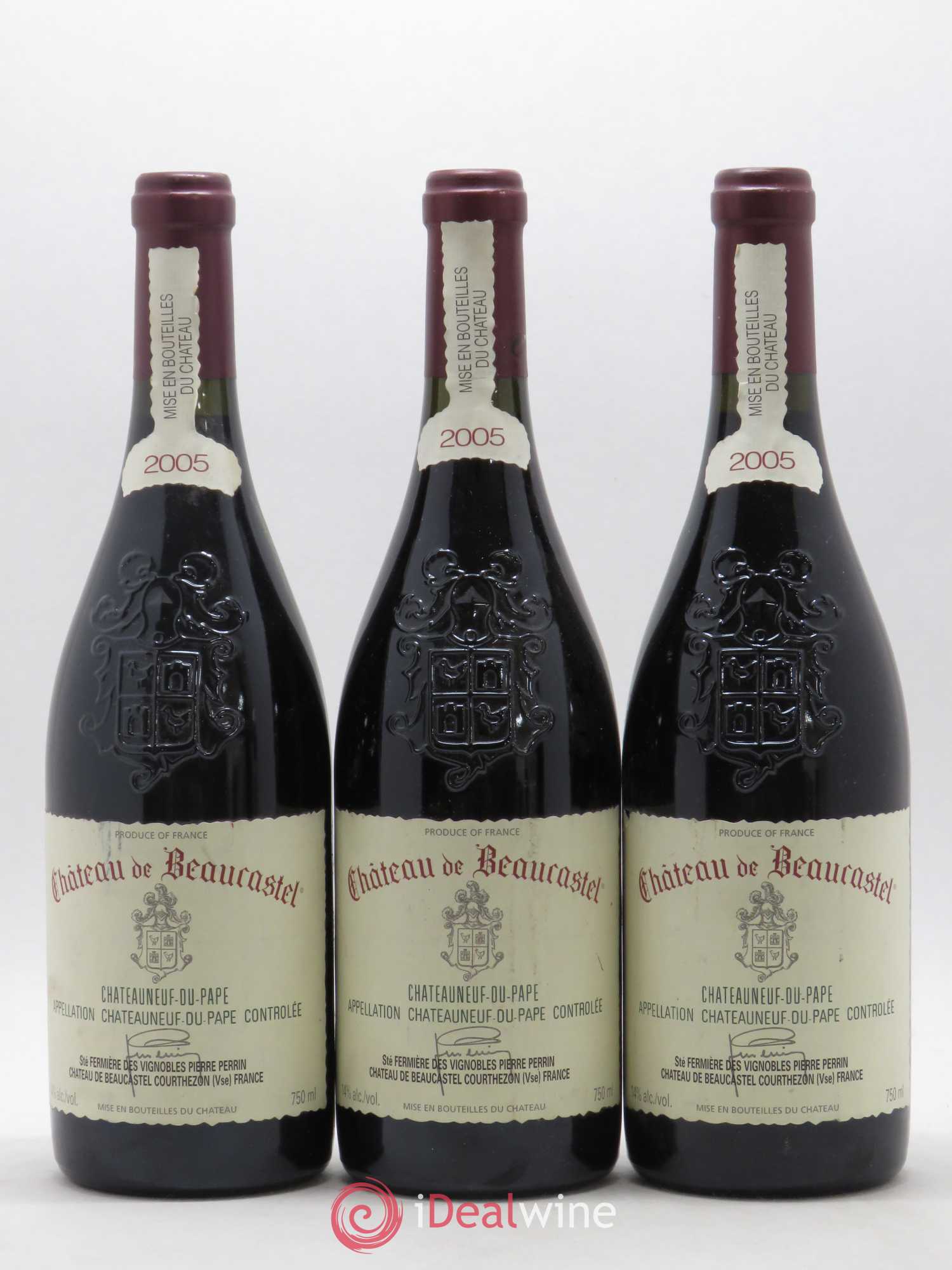 Châteauneuf-du-Pape Château de Beaucastel Famille Perrin 2005 - Lot de 3 bouteilles - 0