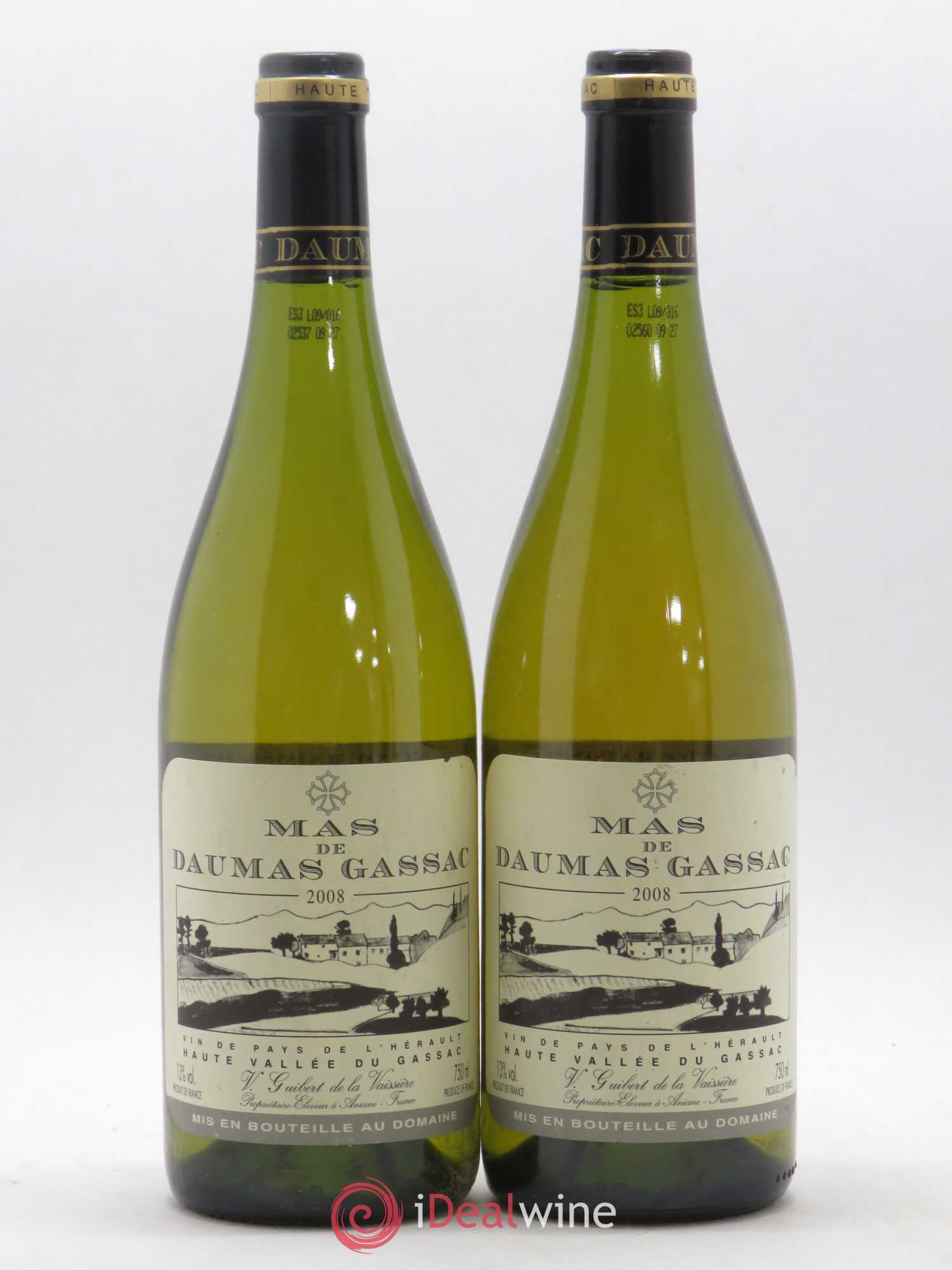 Saint-Guilhem-le-Désert - Cité d'Aniane Mas Daumas Gassac Famille Guibert de La Vaissière 2008 - Lot de 2 bouteilles - 0