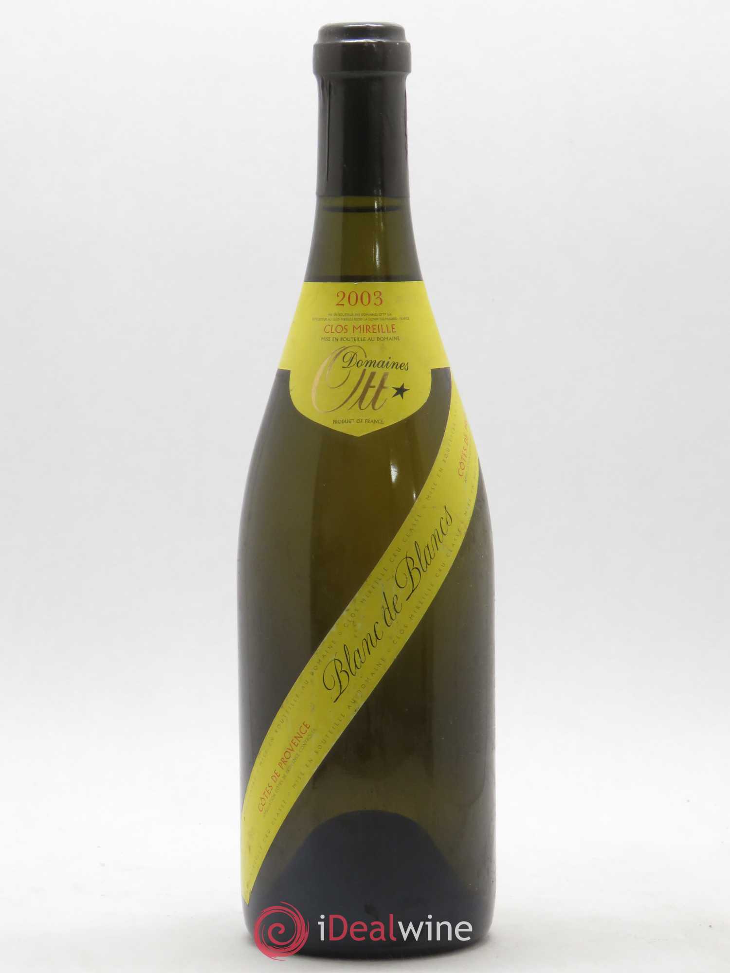 Côtes de Provence Domaines Ott Clos Mireille Blanc de Blancs 2003 - Lot de 1 bouteille - 0