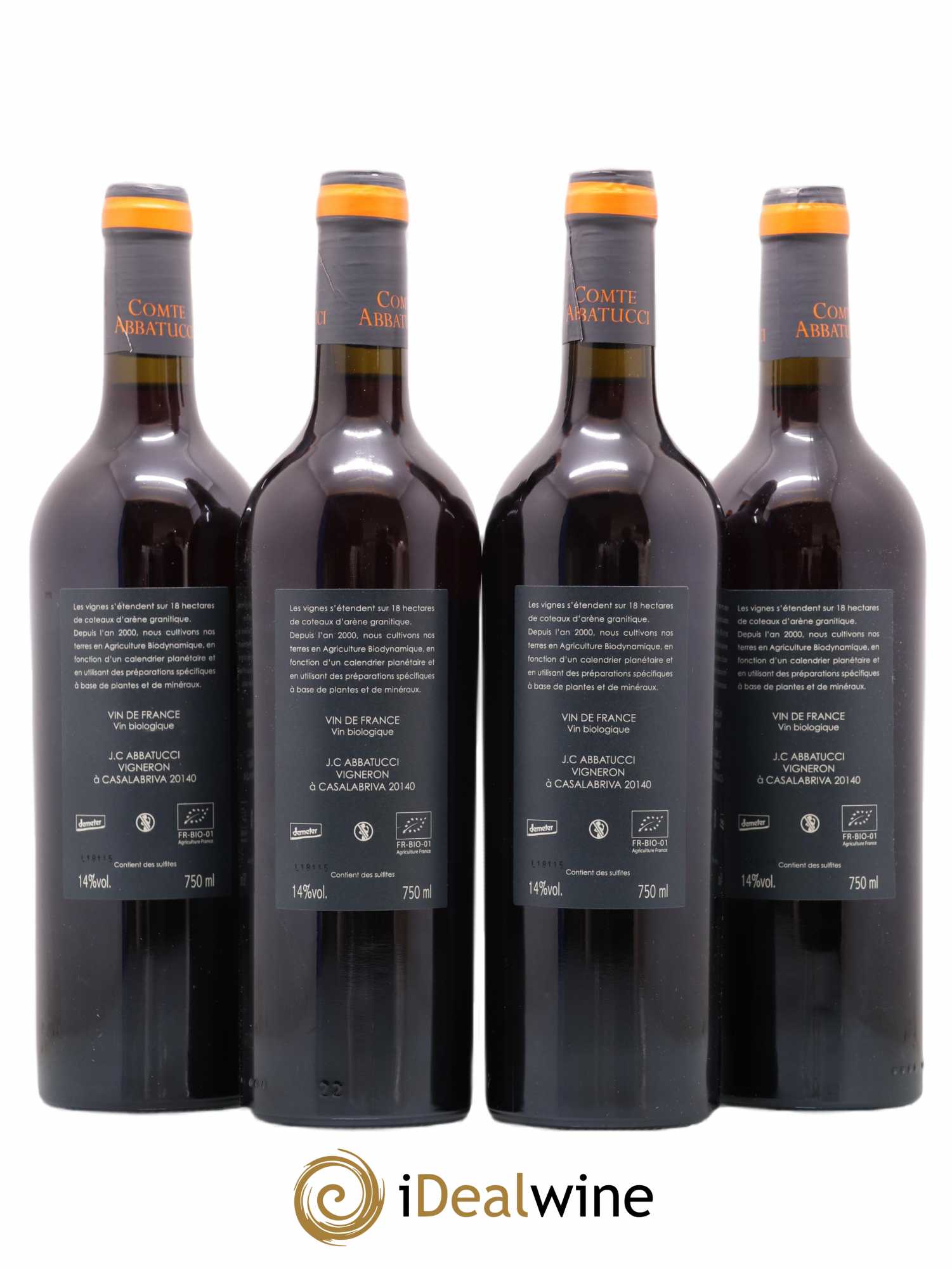 Vin de France Monte Bianco Comte Abbatucci (Domaine) 2018 - Lot de 4 bouteilles - 1