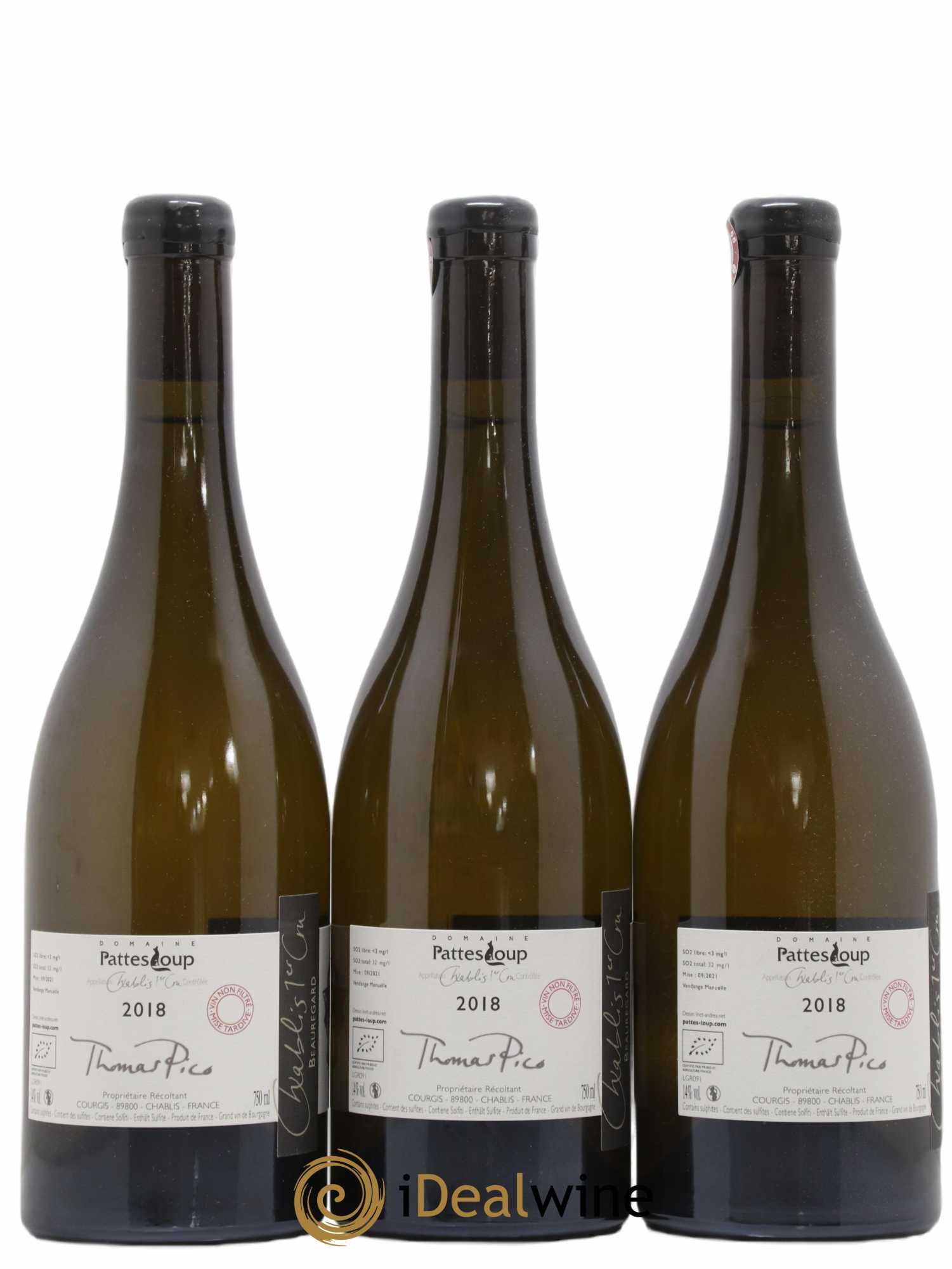 Chablis 1er Cru Beauregard Pattes Loup (Domaine) 2018 - Lot de 3 bouteilles - 1