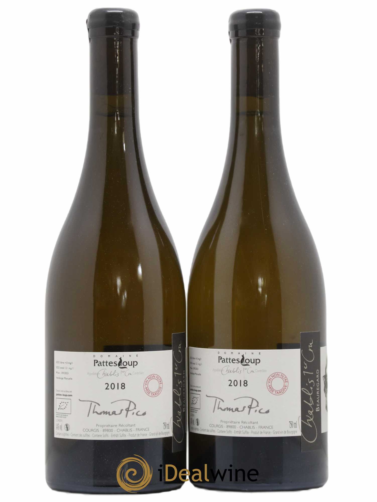 Chablis 1er Cru Beauregard Pattes Loup (Domaine) 2018 - Lot de 2 bouteilles - 1