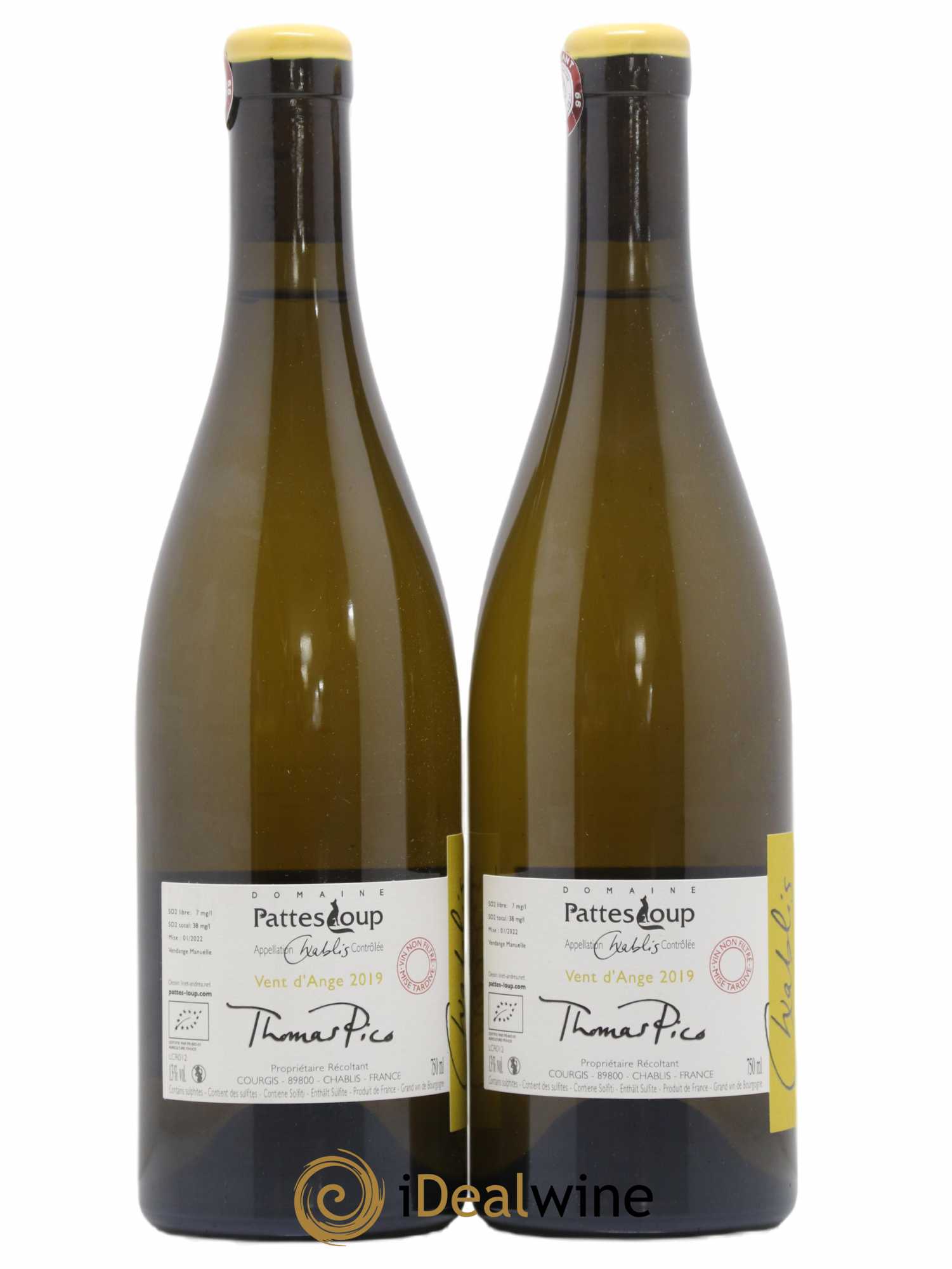 Chablis Vent d'Ange Pattes Loup (Domaine) 2019 - Lot de 2 bouteilles - 1
