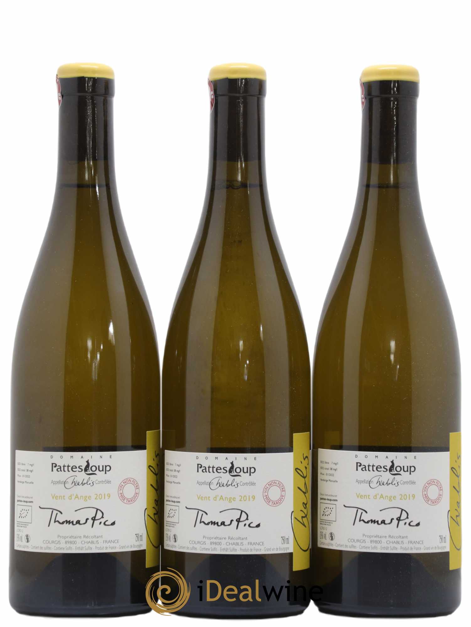 Chablis Vent d'Ange Pattes Loup (Domaine) 2019 - Lot de 3 bouteilles - 1
