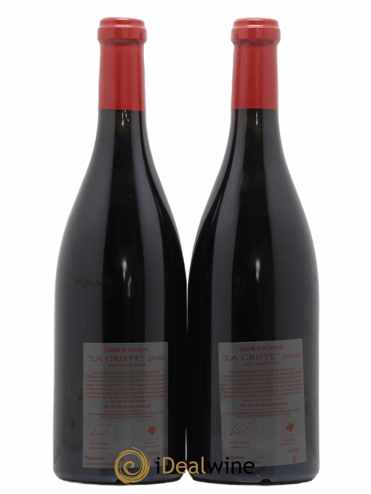 Côtes-du-Rhône La Griffe Domaine de Villeneuve 2020 - Lot de 2 bouteilles - 1