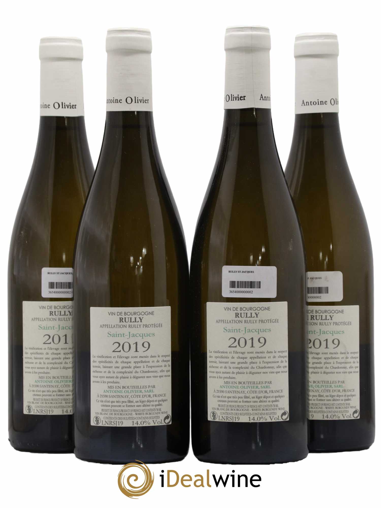 Rully Saint Jacques Antoine Olivier 2019 - Lot de 4 bouteilles - 1