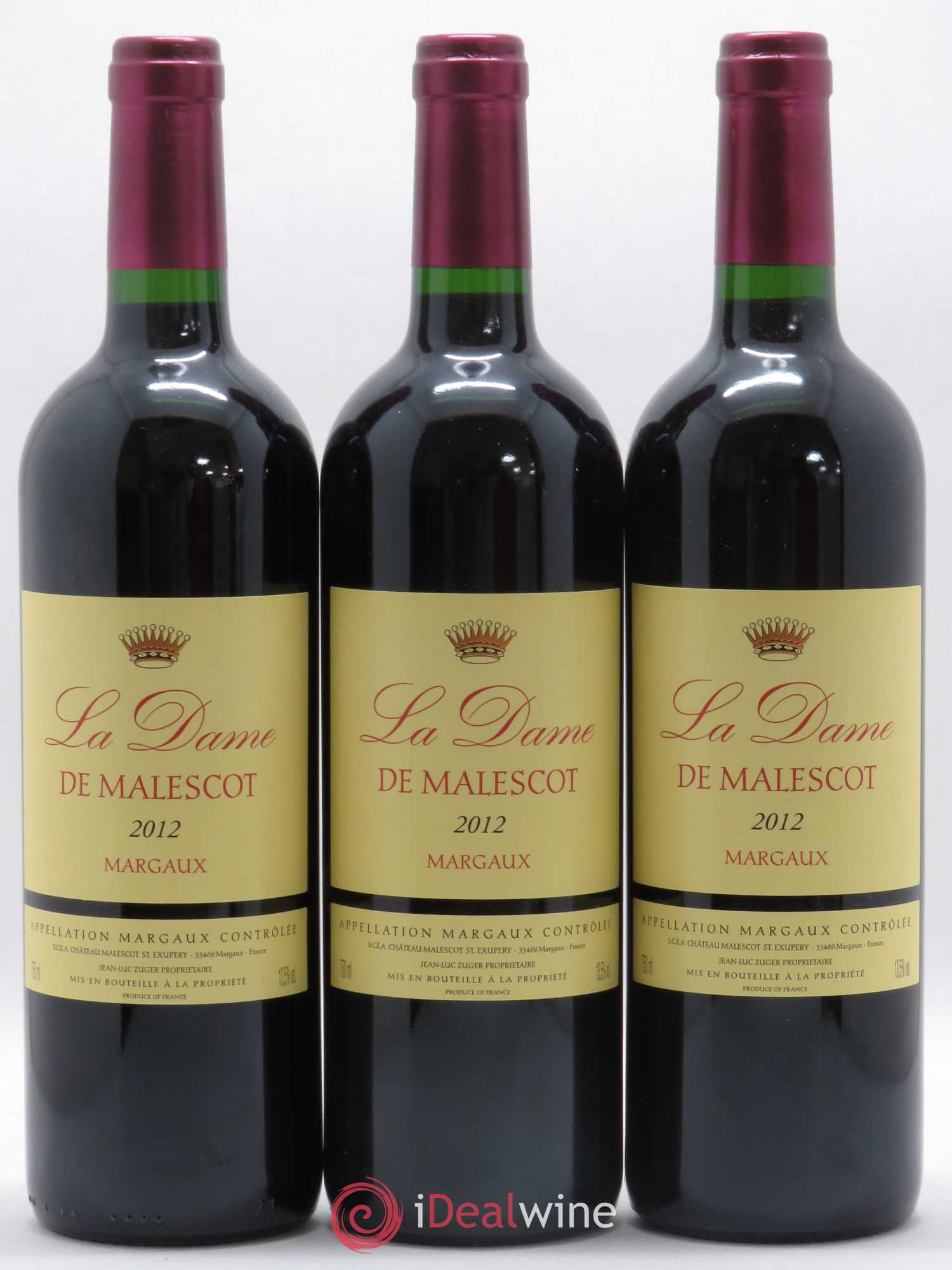 La Dame de Malescot 2012 - Lot de 3 bouteilles - 0