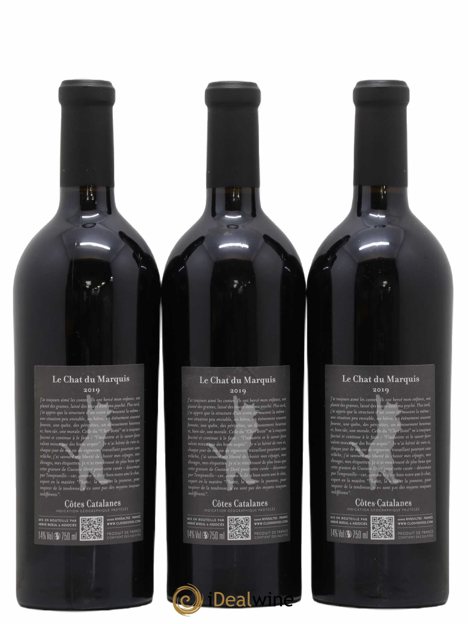 Côtes Catalanes Clos des Fées Le Chat du Marquis Hervé Bizeul 2019 - Lot de 3 bouteilles - 1