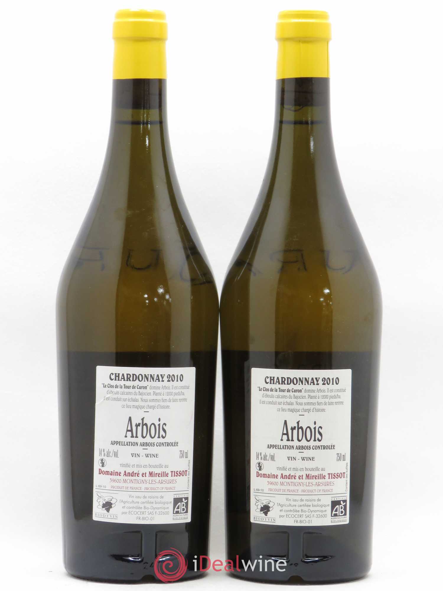 Arbois Chardonnay Le Clos de la Tour de Curon Bénédicte et Stéphane Tissot 2010 - Lot de 2 bouteilles - 1