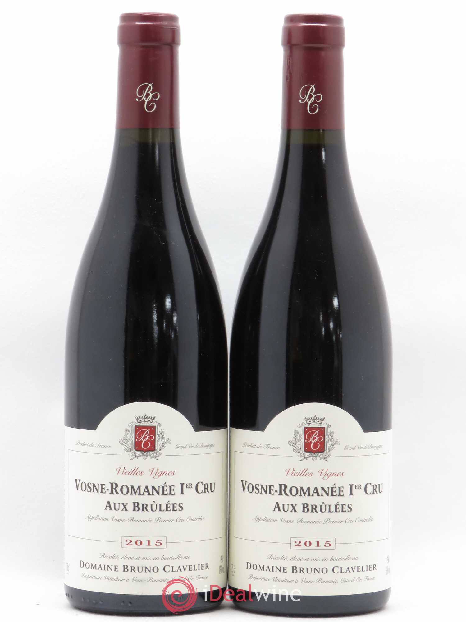 Vosne-Romanée 1er Cru Aux Brulées Vieilles Vignes Bruno Clavelier 2015 - Lot de 2 bouteilles - 0