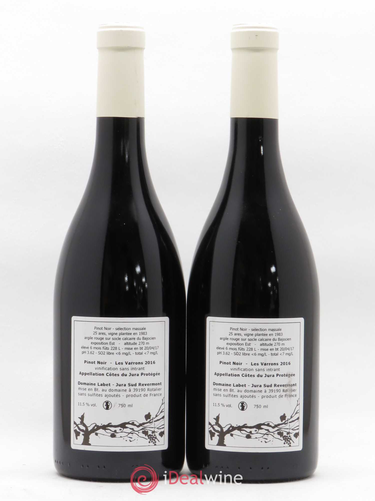 Côtes du Jura Pinot Noir Les Varrons Sélection Massale Romain - Julien - Charline Labet 2016 - Lot de 2 bouteilles - 1