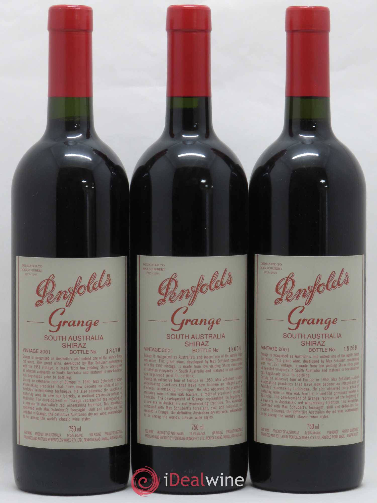 Australie Grange Shiraz Penfolds Wines 2001 - Posten von 3 Flaschen - 0