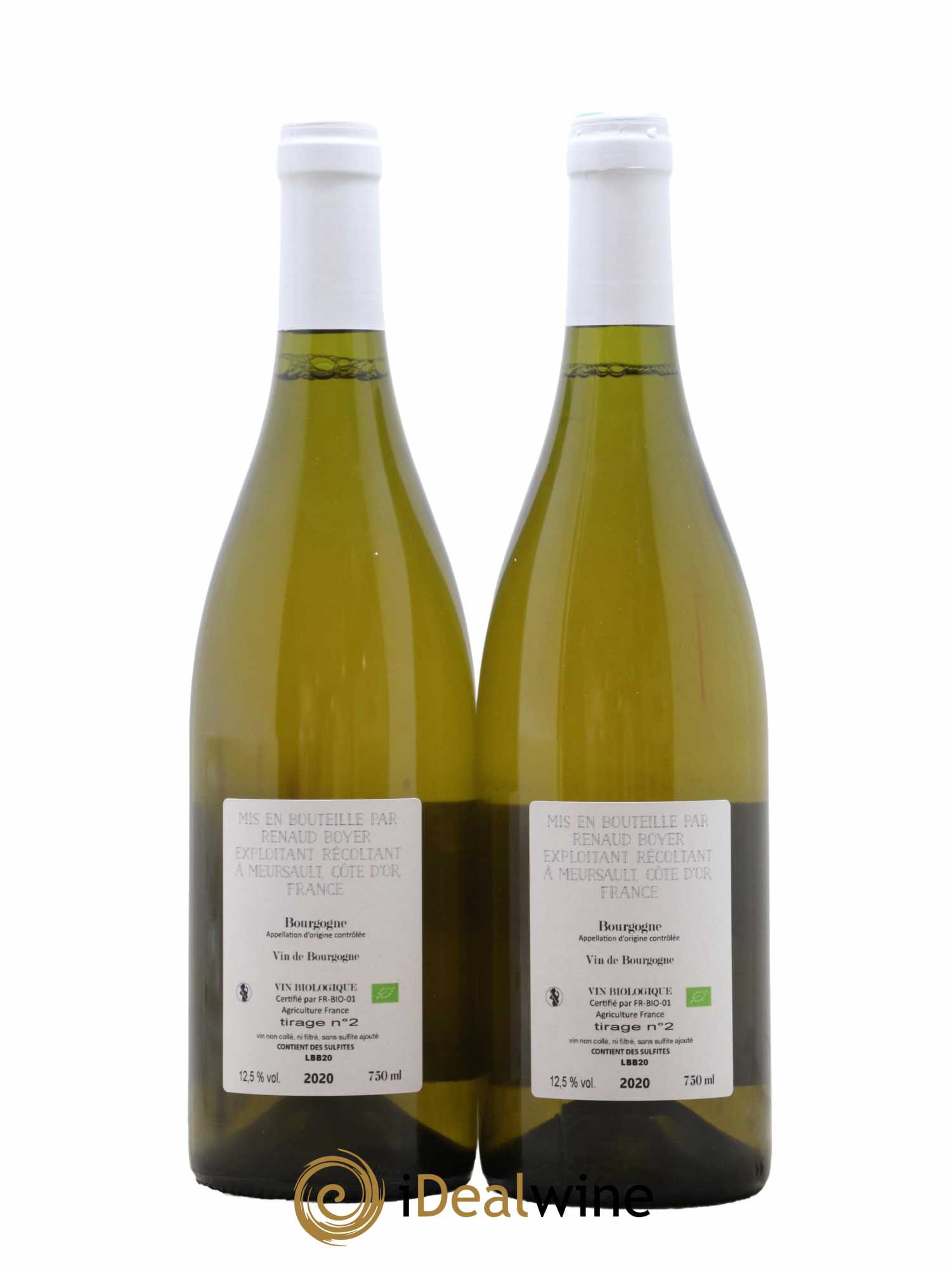 Bourgogne Les Riaux Renaud Boyer  2020 - Lot de 2 bouteilles - 1